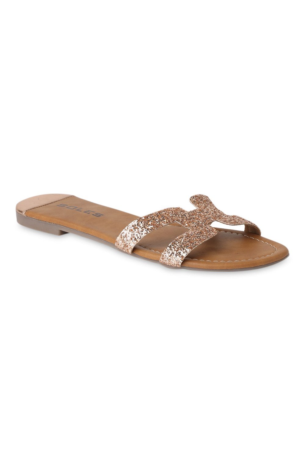 SOLES Rose Gold Flat Sandals