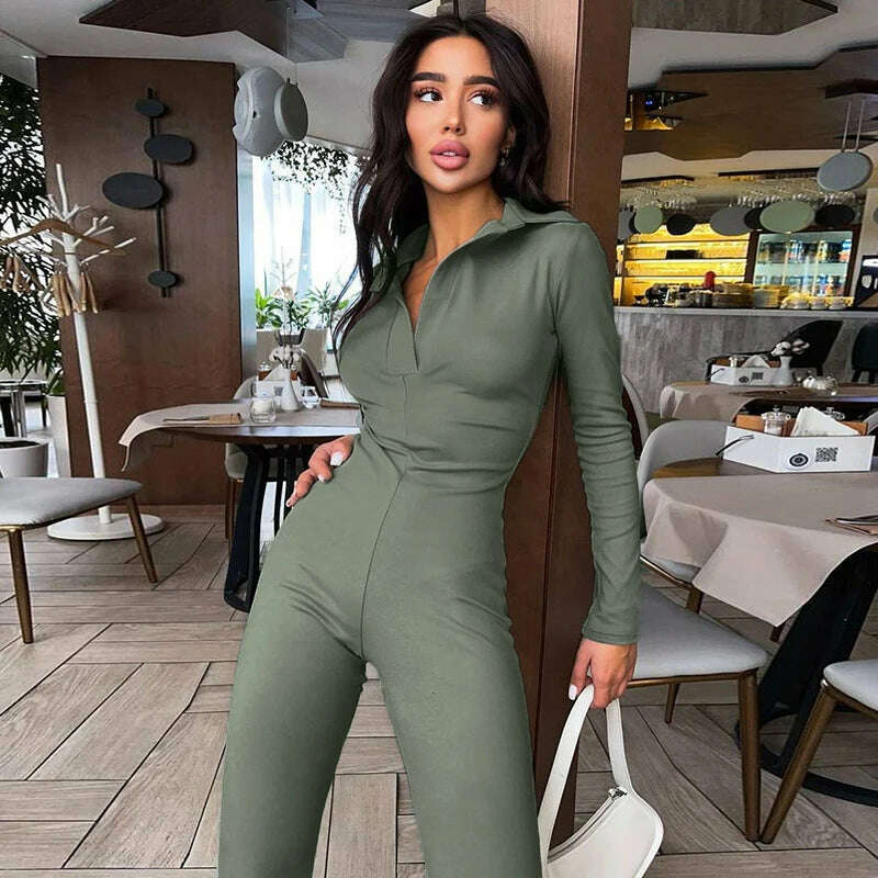 hirigin 2022 Autumn Winter Women Solid Long Sleeve V Neck Flare Jumpsuit Sexy Streetwear Fitness Casual Sportswear Rompers