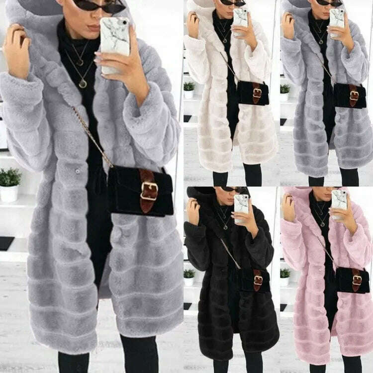 Loose Winter Temperament Korean Style Wild Plush Thick Hooded Ladies Jacket