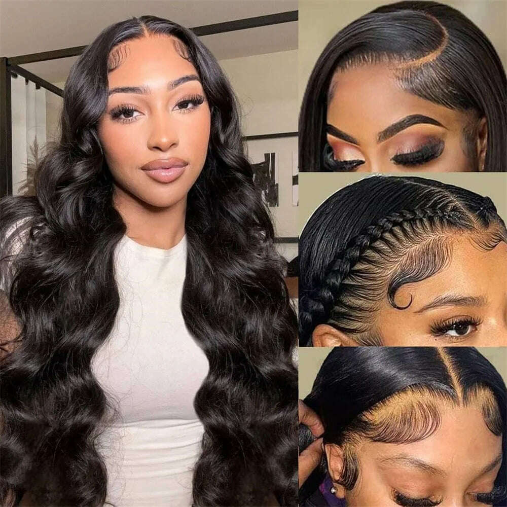 Body Wave Lace Front Wig Human Hair 180% Density 13X4 HD Lace Frontal Wigs Pre Plucked 12A Brazilian Wigs 30 Inch Natural Color