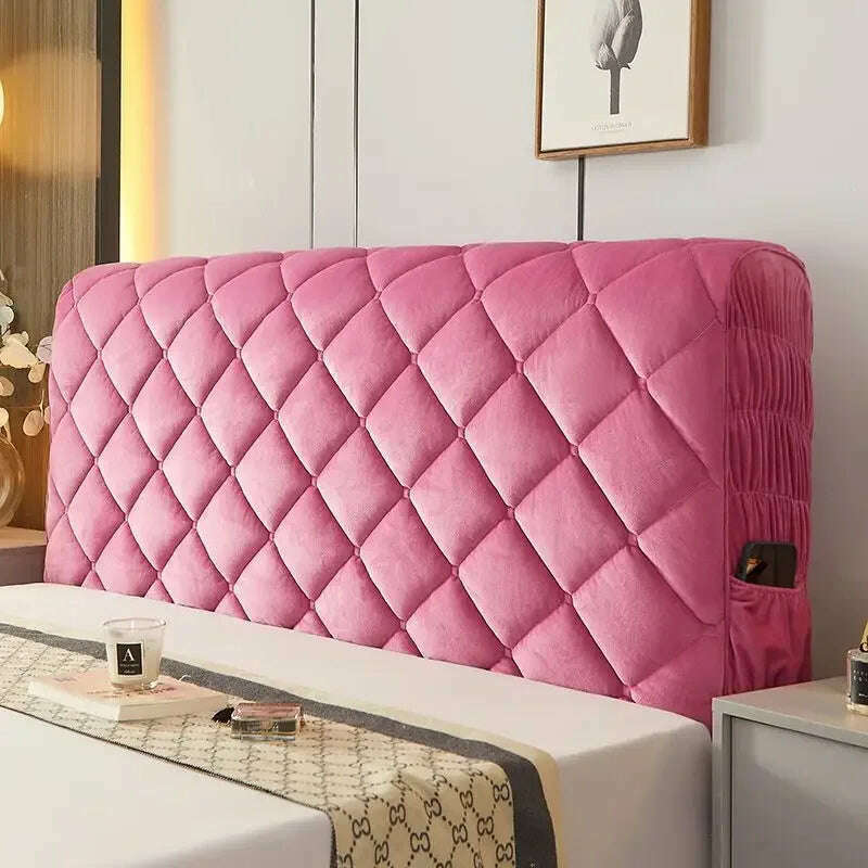 Soft Plush Bed Headboard Cover Warm Velvet All Inclusive Bed Backrest Covers Soft Bed Anti-Dust Thicken Head Back Protector