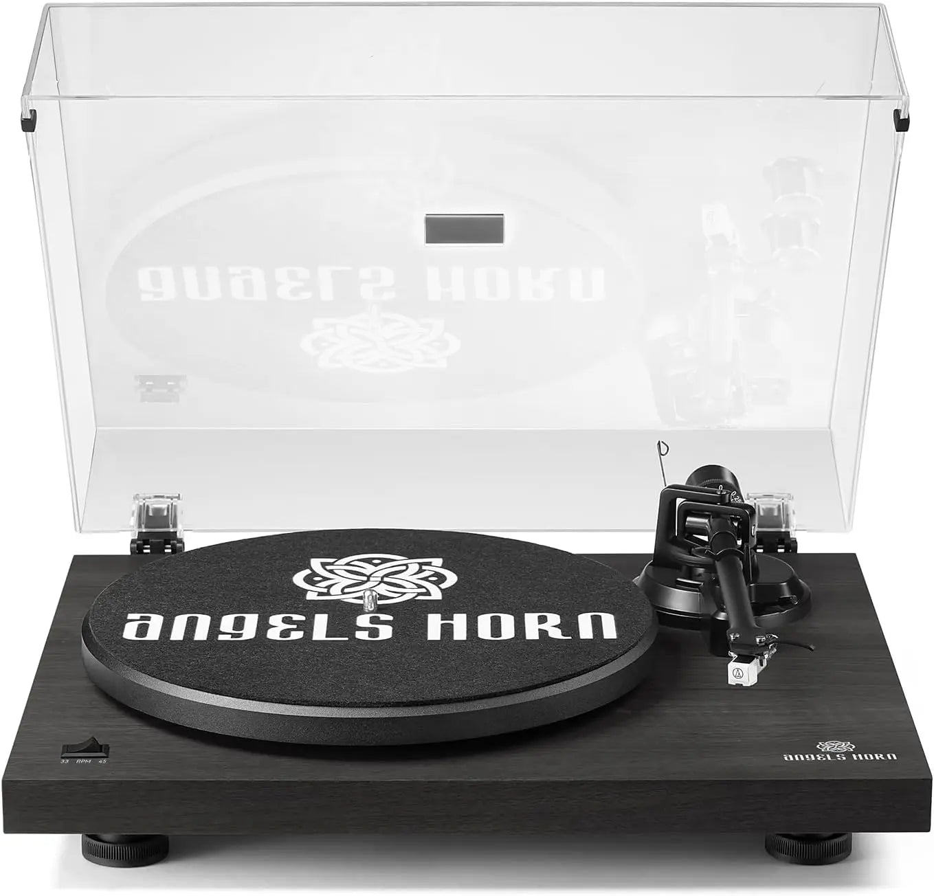 Angels Horn H002BT-BK Exceptional Quality Vintage Wooden Bluetooth Turntable Vinyl Player