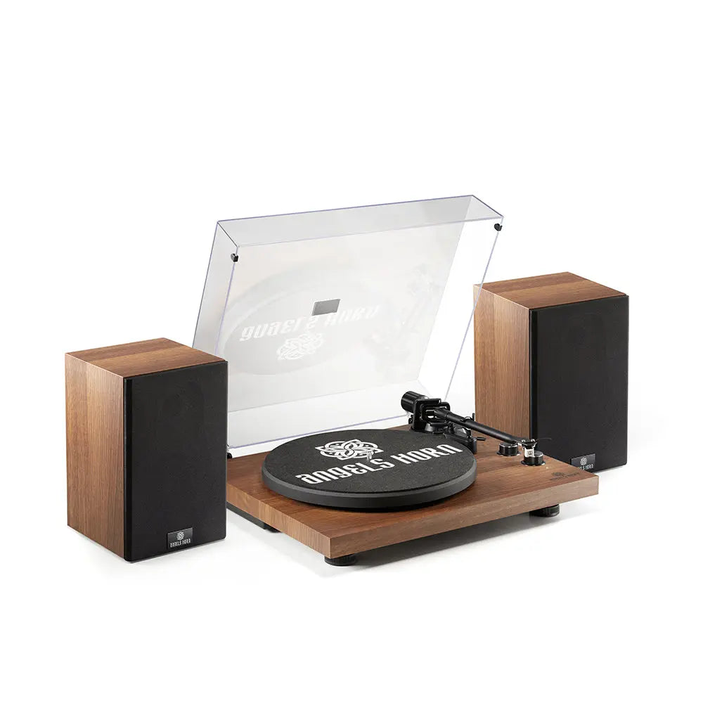 Angels Horn H00501 Hi-Fi Bluetooth Turntable with Stereo Bookshelf Speakers