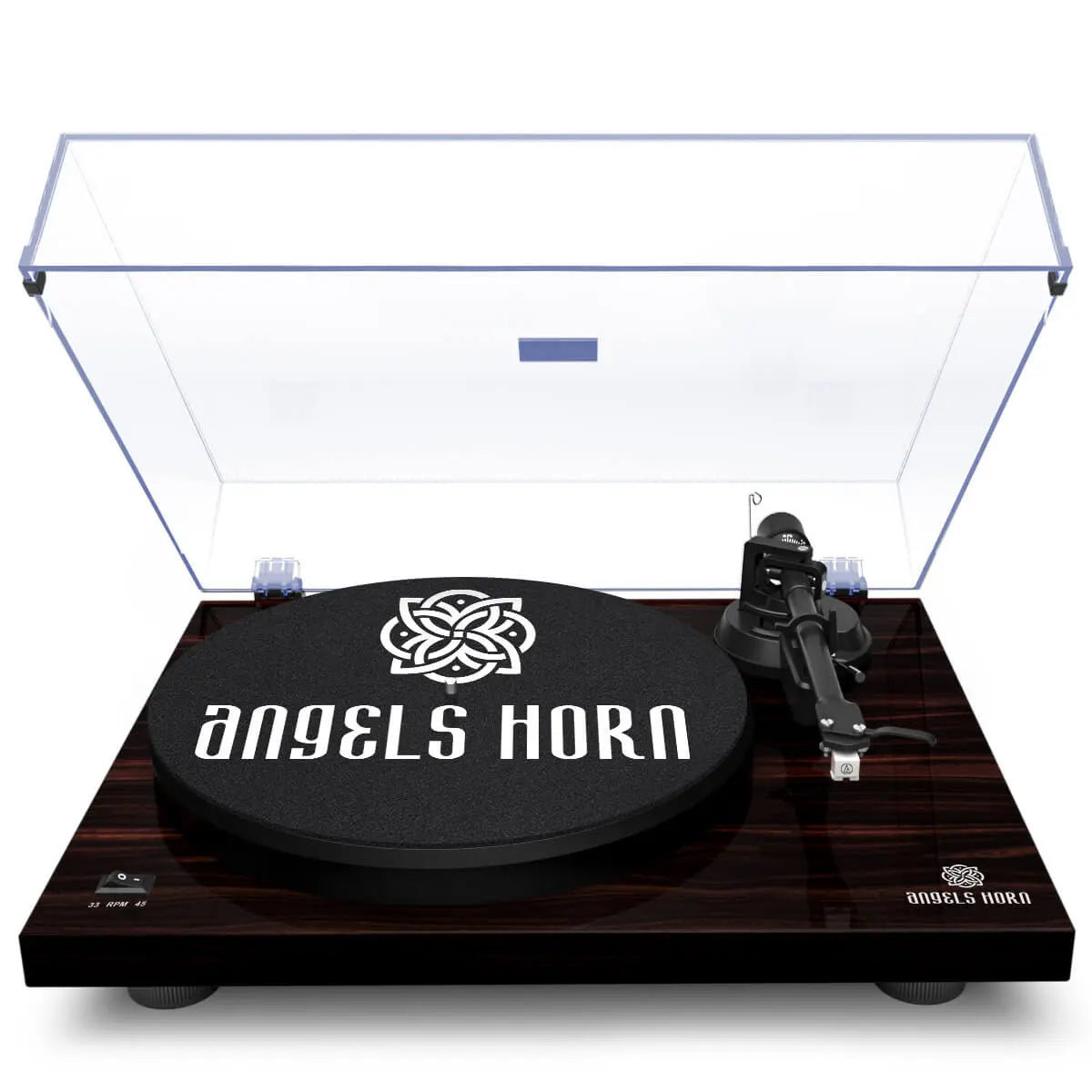 Angels Horn H002-BK Record Player Vintage Vinyl Turntable (Mahogany)