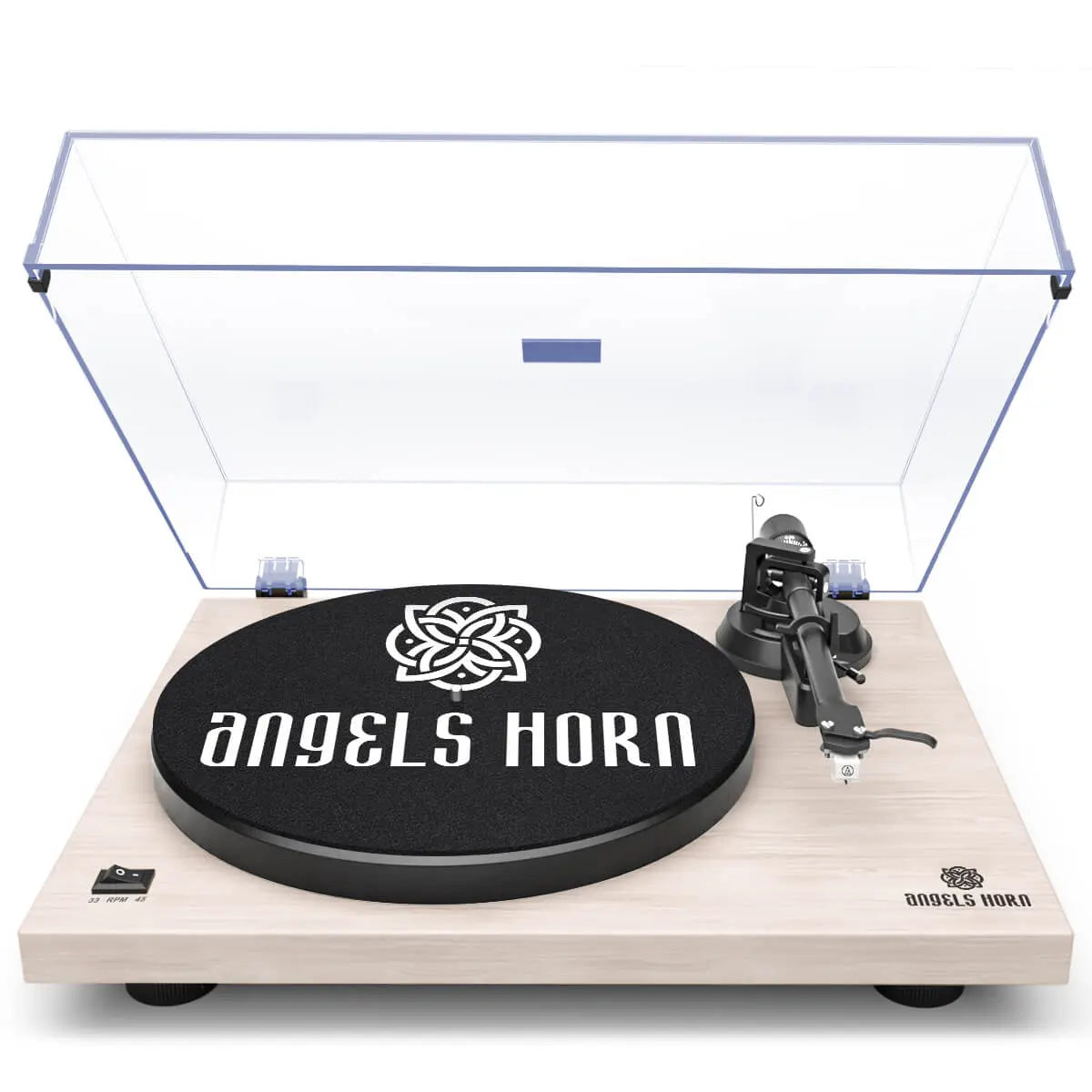 Angels Horn H002-WH Record Player Vintage Vinyl Turntable (White Maple)