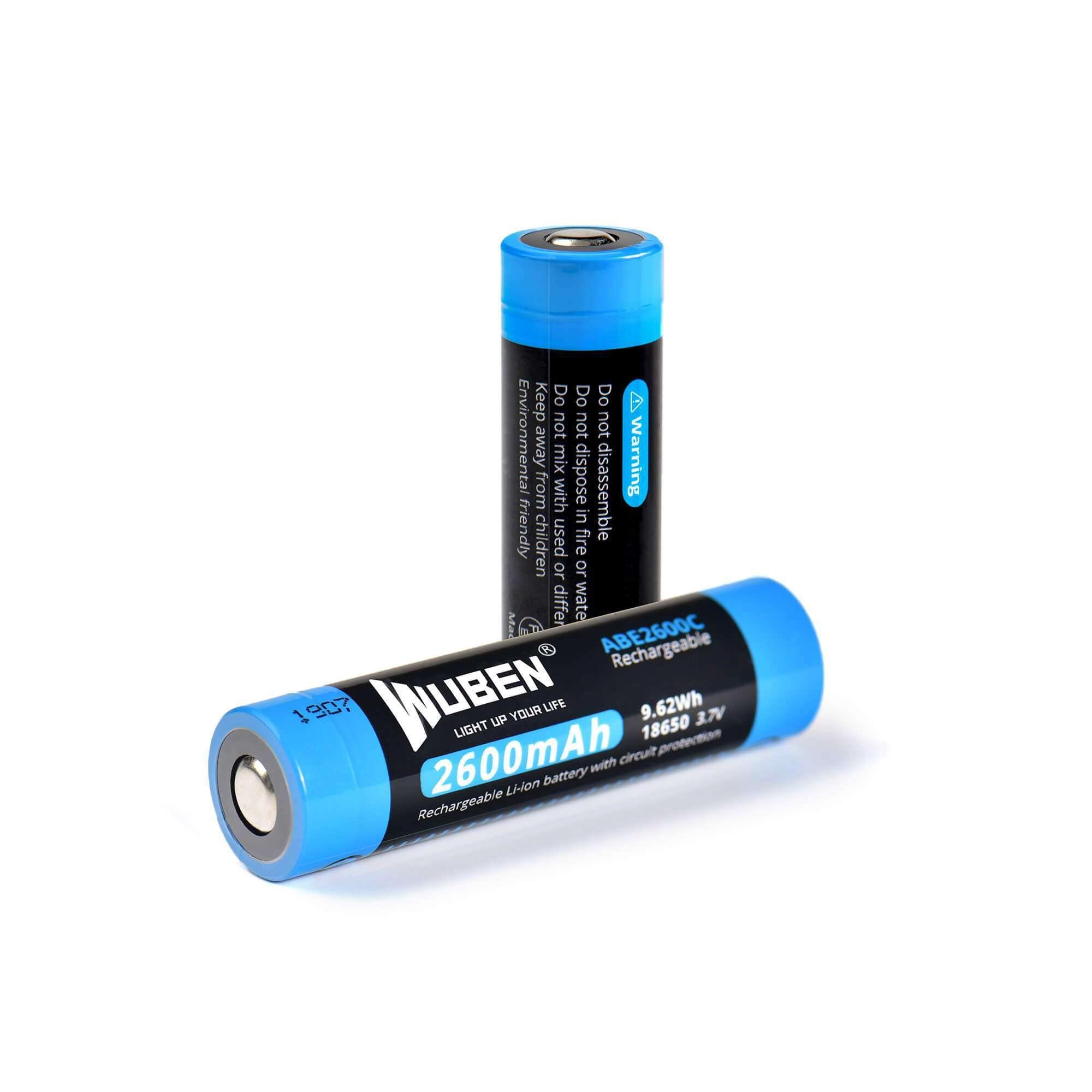 ABE2600C Rechargeable 18650 Flashlight Battery - 2600mAh