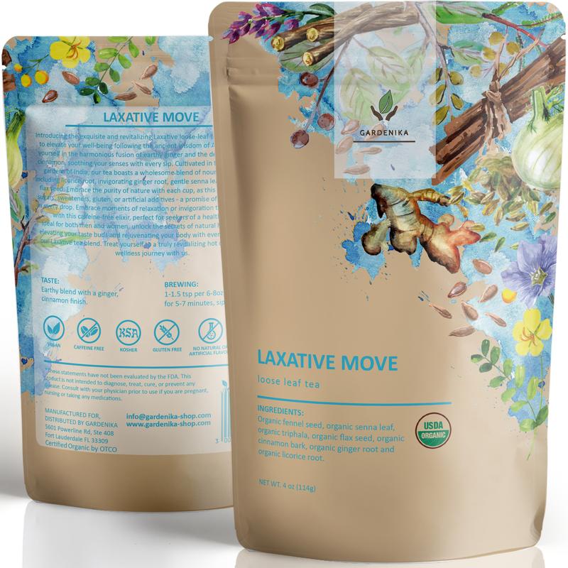 Laxative Loose Leaf Herbal Tea, USDA Organic, Kosher, Caffeine-Free - 4 oz (114g)