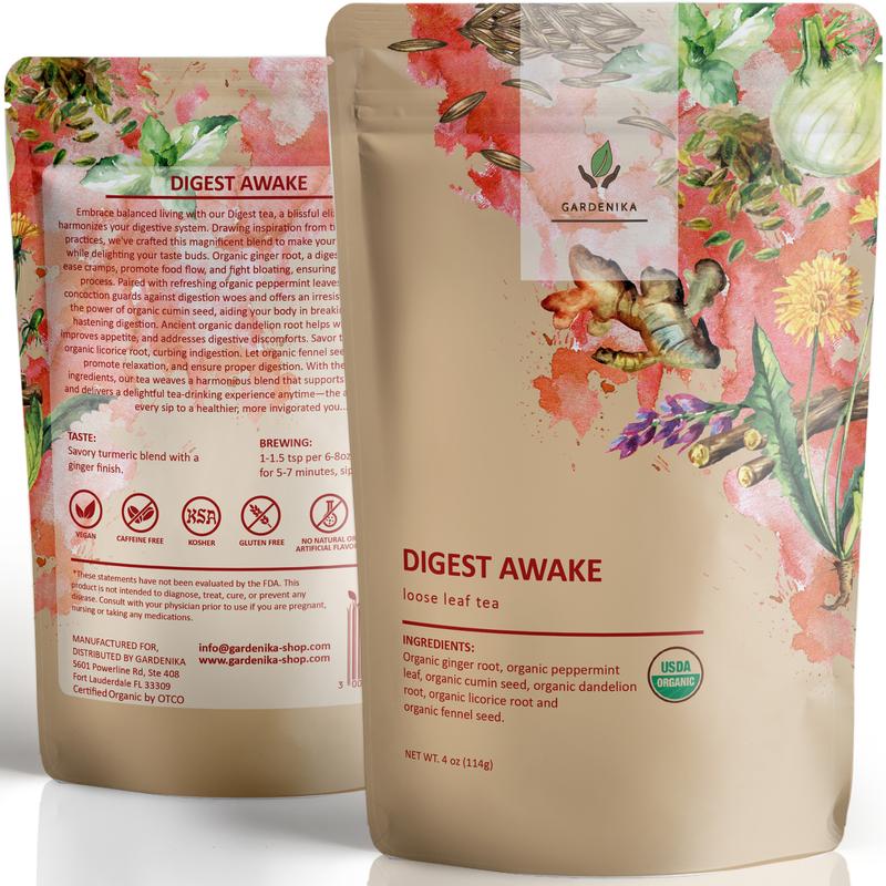 Digest Loose Leaf Tea, USDA Organic, Kosher, Caffeine-Free - 4 oz (114g)