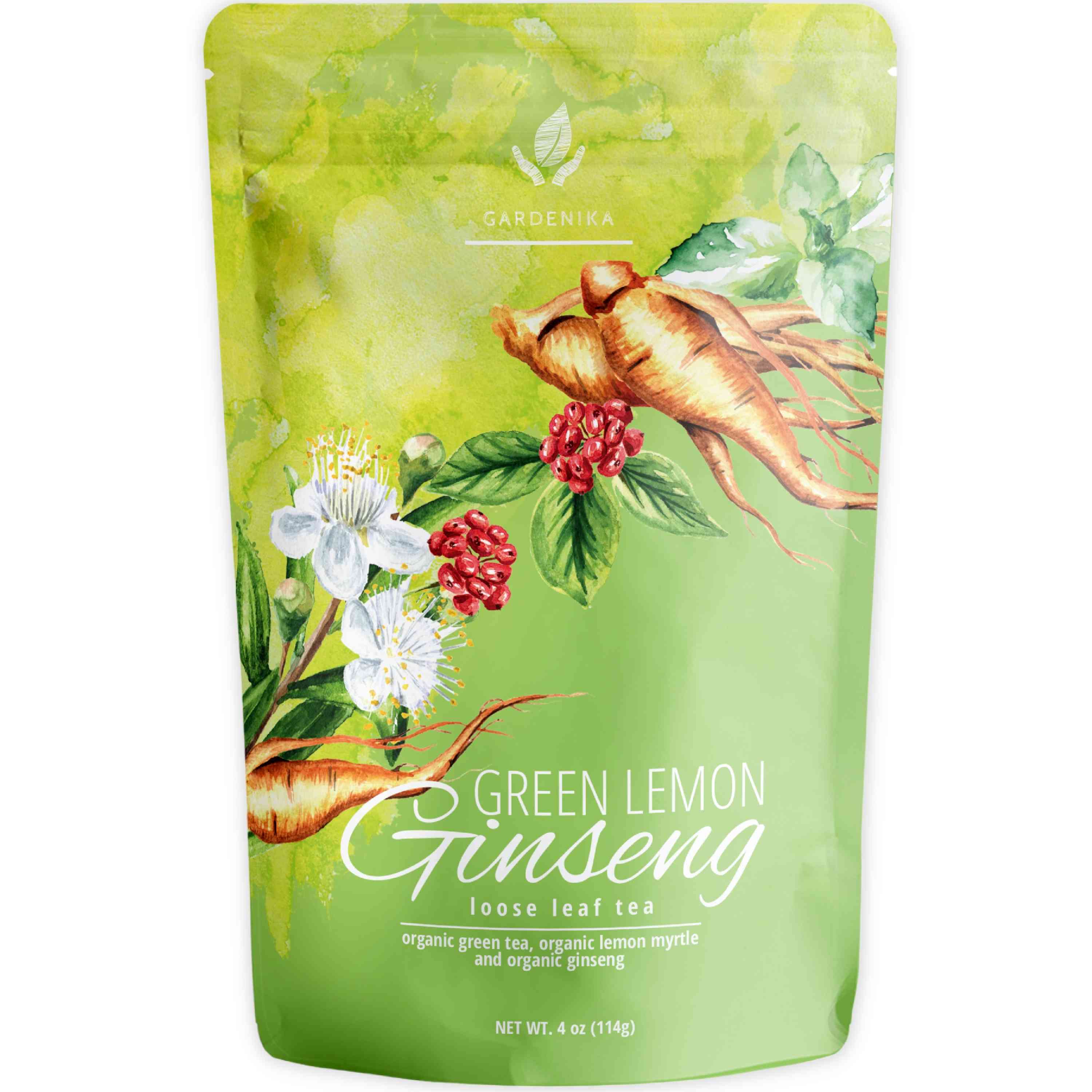 Green Lemon Ginseng Tea, Loose Leaf, USDA Organic, Kosher – 4 Oz (113g)