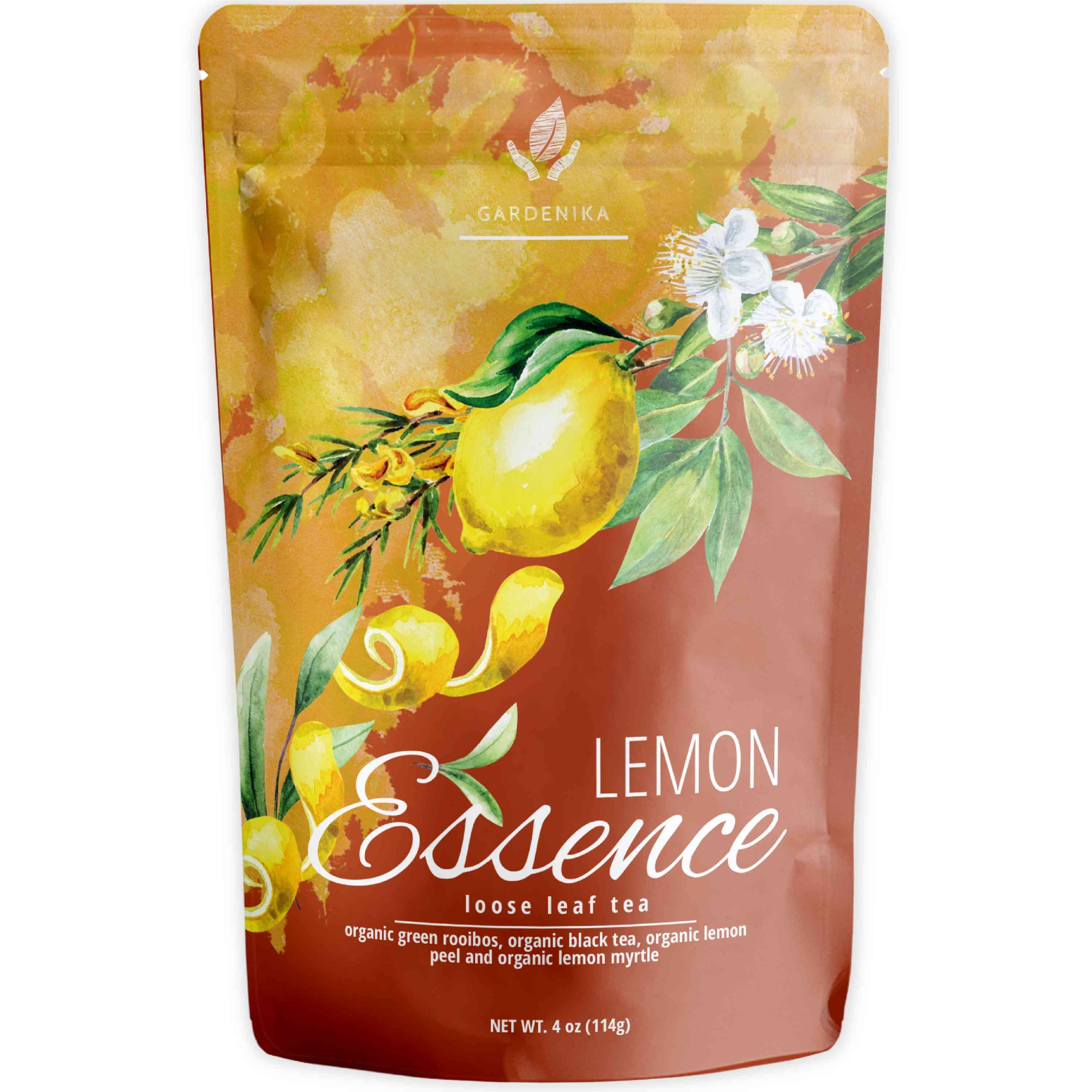 Lemon Essence Black Loose Leaf Tea with Green Rooibos, USDA Organic, 55+ Cups – 4 Oz (113g)