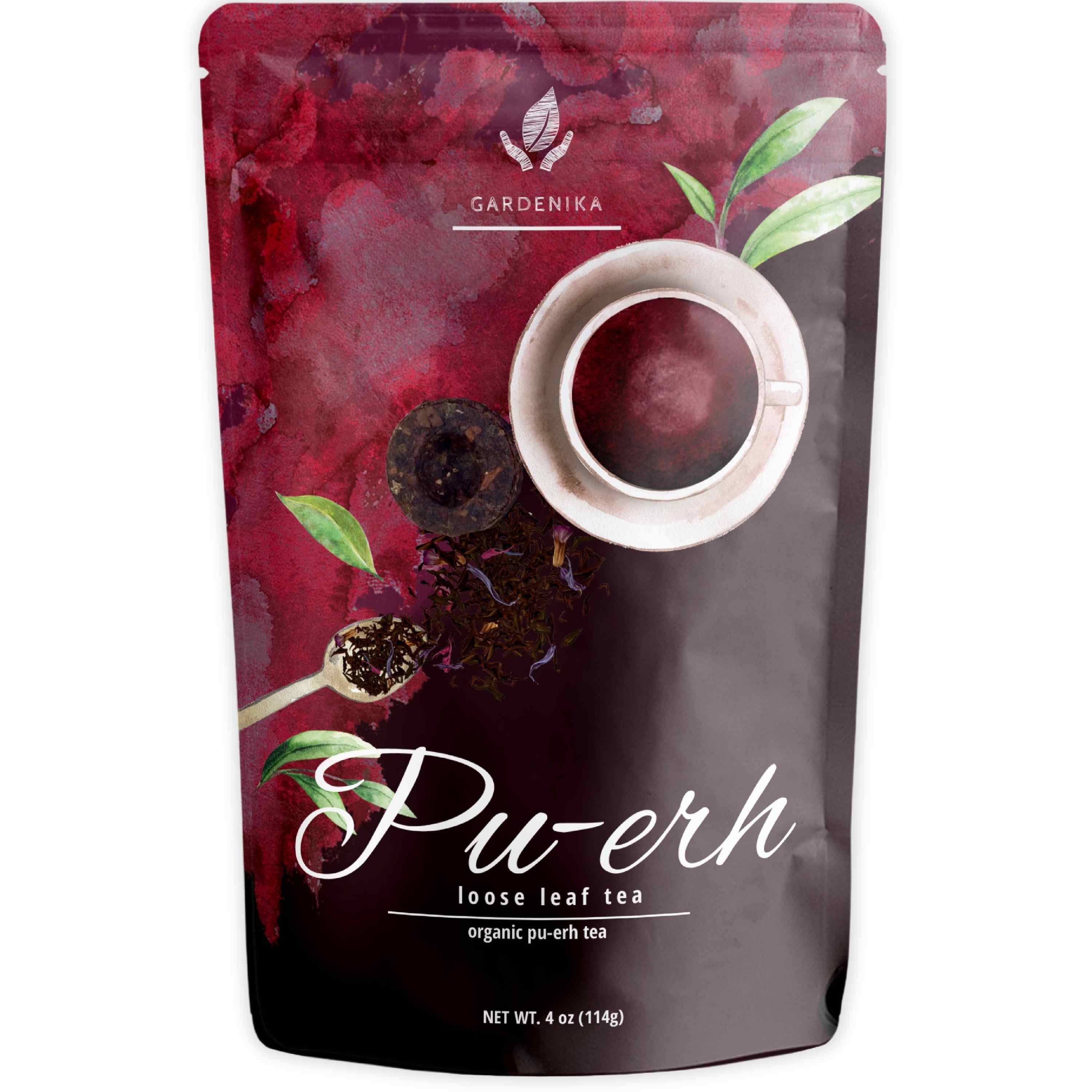 Pu-erh Tea, Loose Leaf, USDA Organic, Chinese Black, 55+ Cups – 4 Oz (113g)