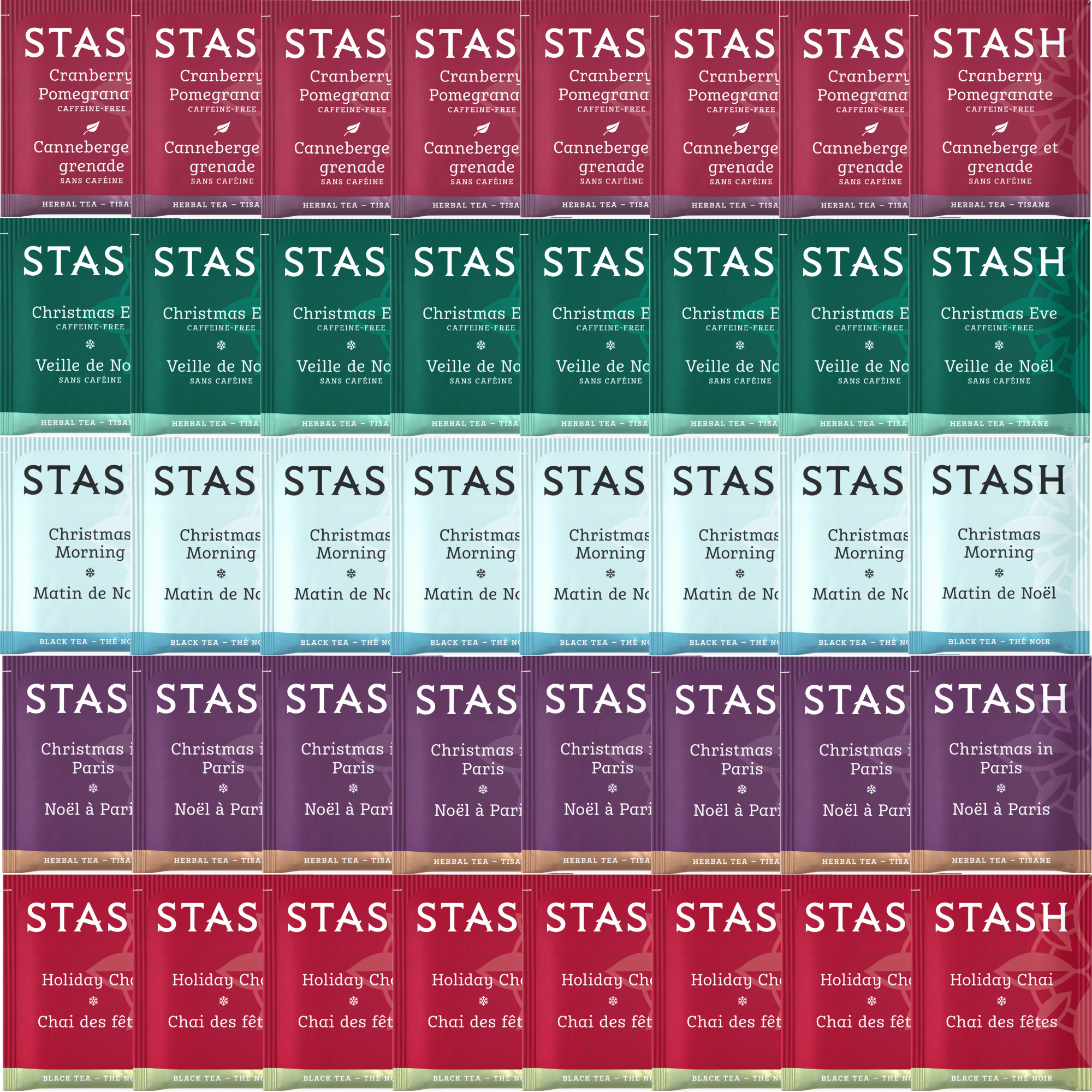 Stash Seasonal Tea Sampler – Holiday Christmas Assortment Gift Set - 40 Count, 5 Flavors