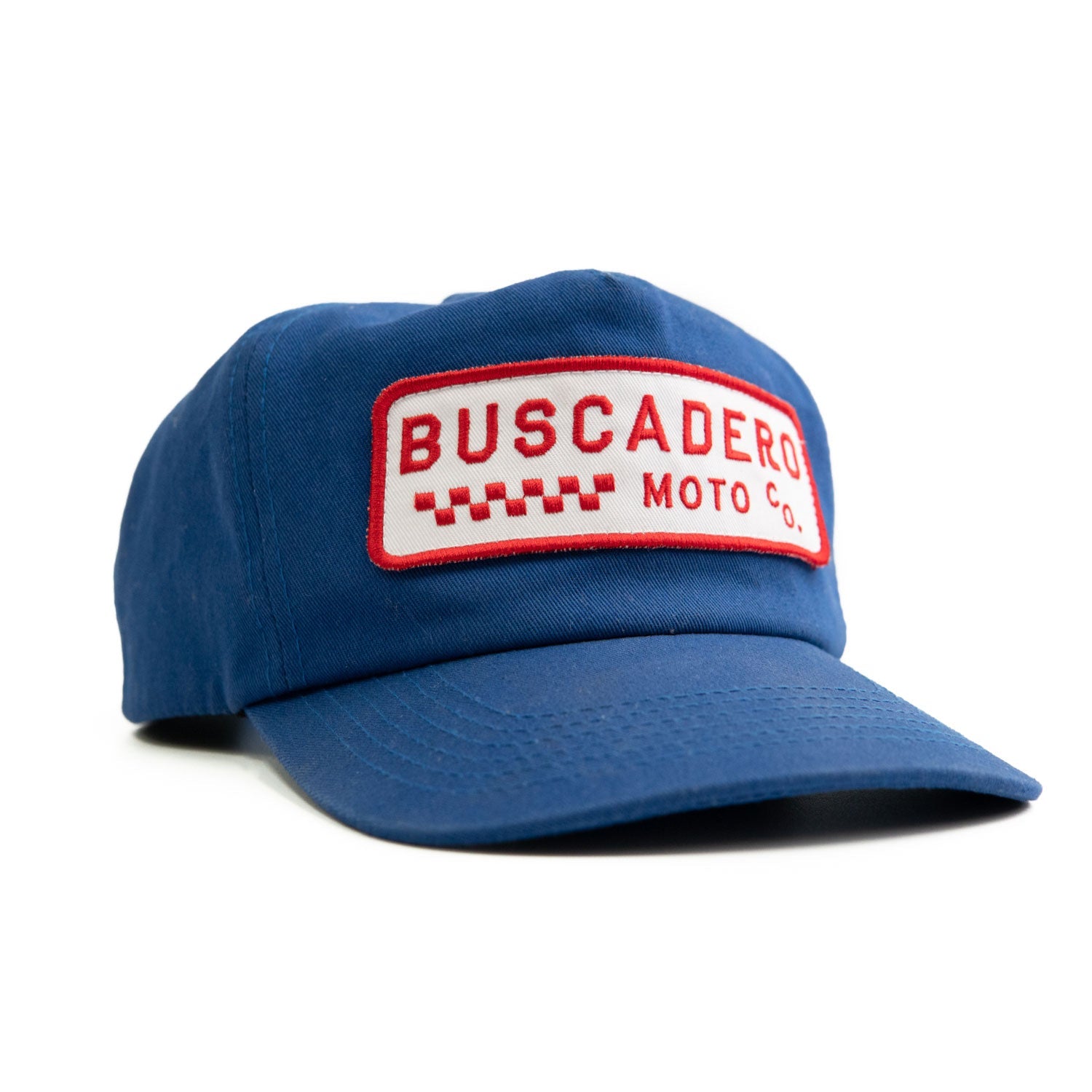 ‘Checker Moto’ Unstructured 5 panel Hat - Royal Blue