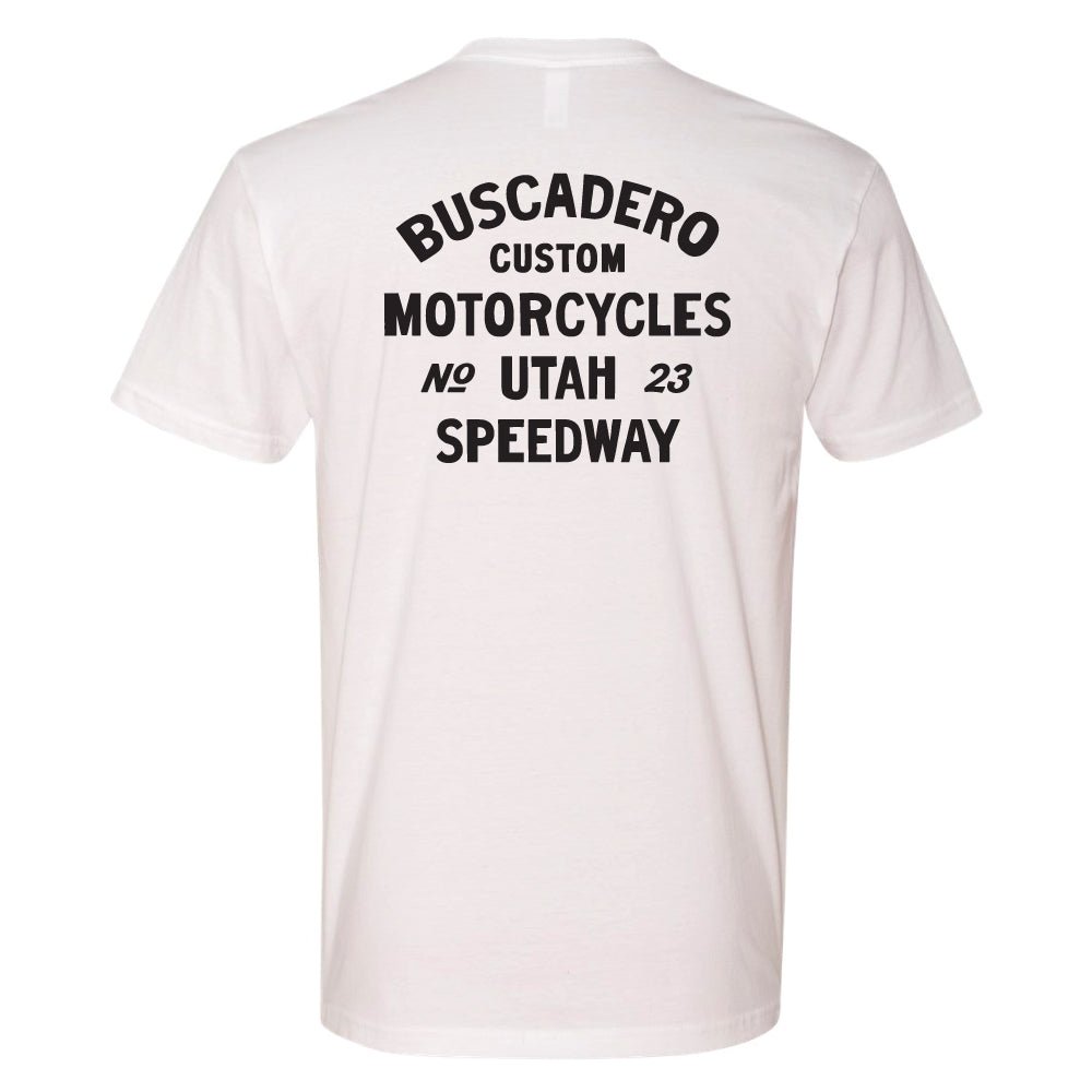 'Speedway' White Short Sleeve T shirt