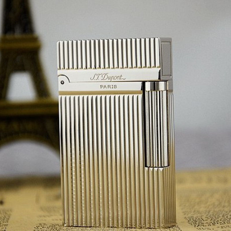 S.T. Dupont Classic Vertical Stripes Metal Lighter #007 SILVER