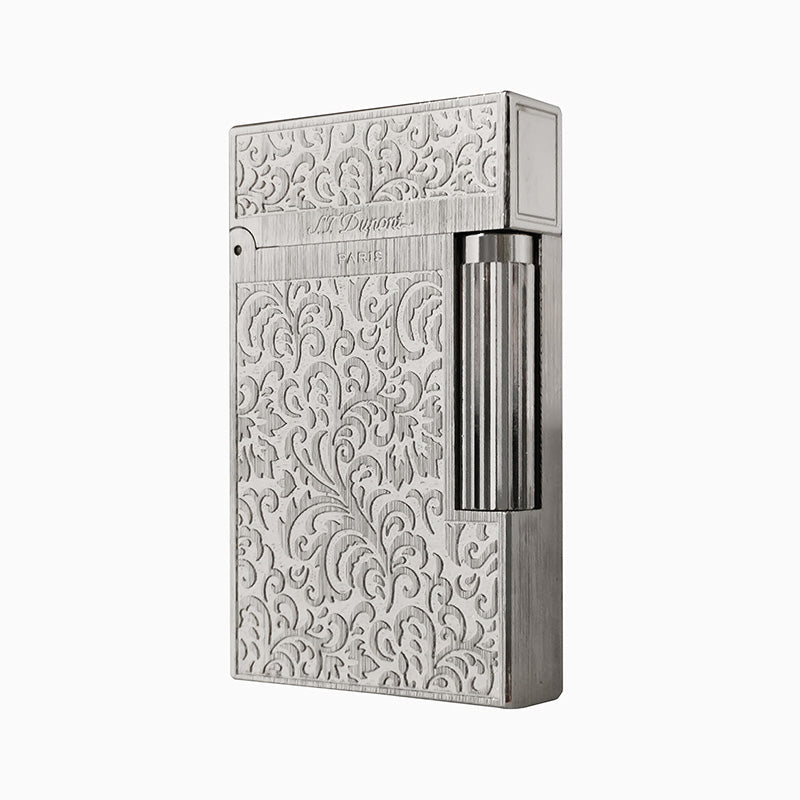 Dupont Engraving Wild Chrysanthemum Lighter #056 Silver