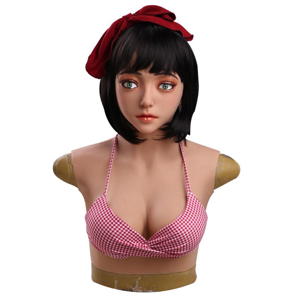 Full Head Маsk With Silicone Breast Forms Female Silicone Boobs Female Head Mask Silicone filled