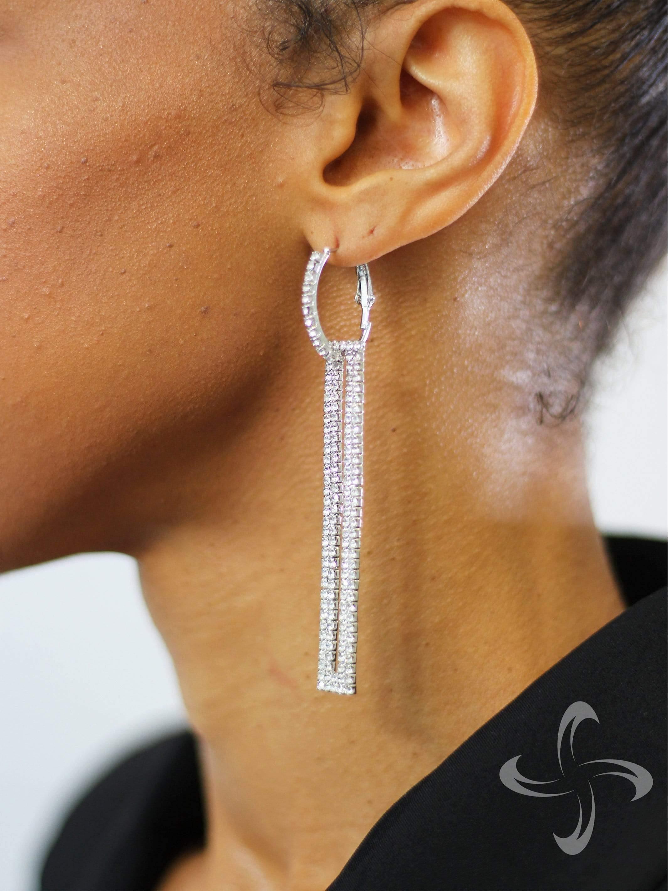 Bling It On | Rectangle Drop Diamond Earrings