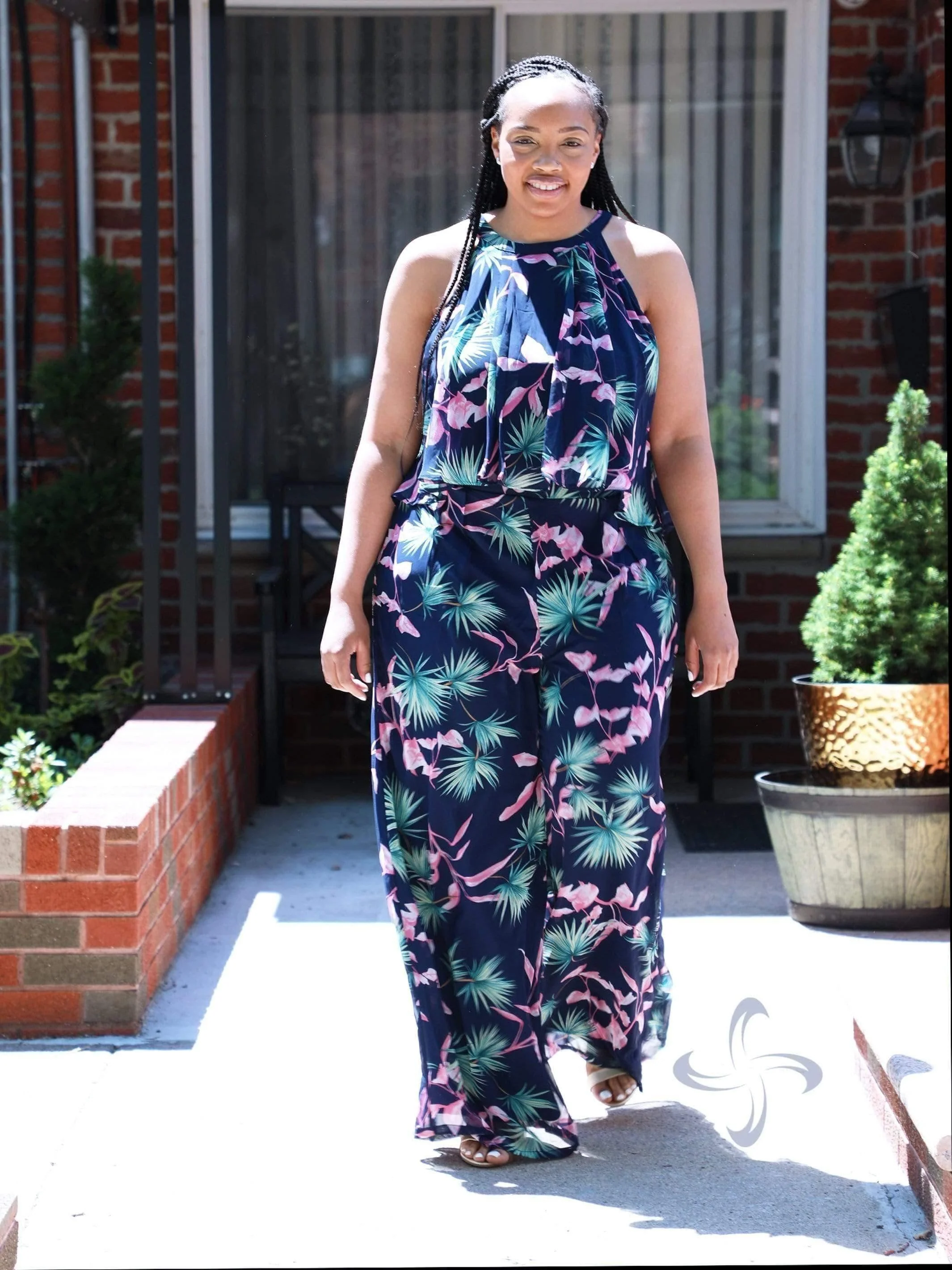 Flamingo Deep | Plus Size Top & Palazzo Pants Set