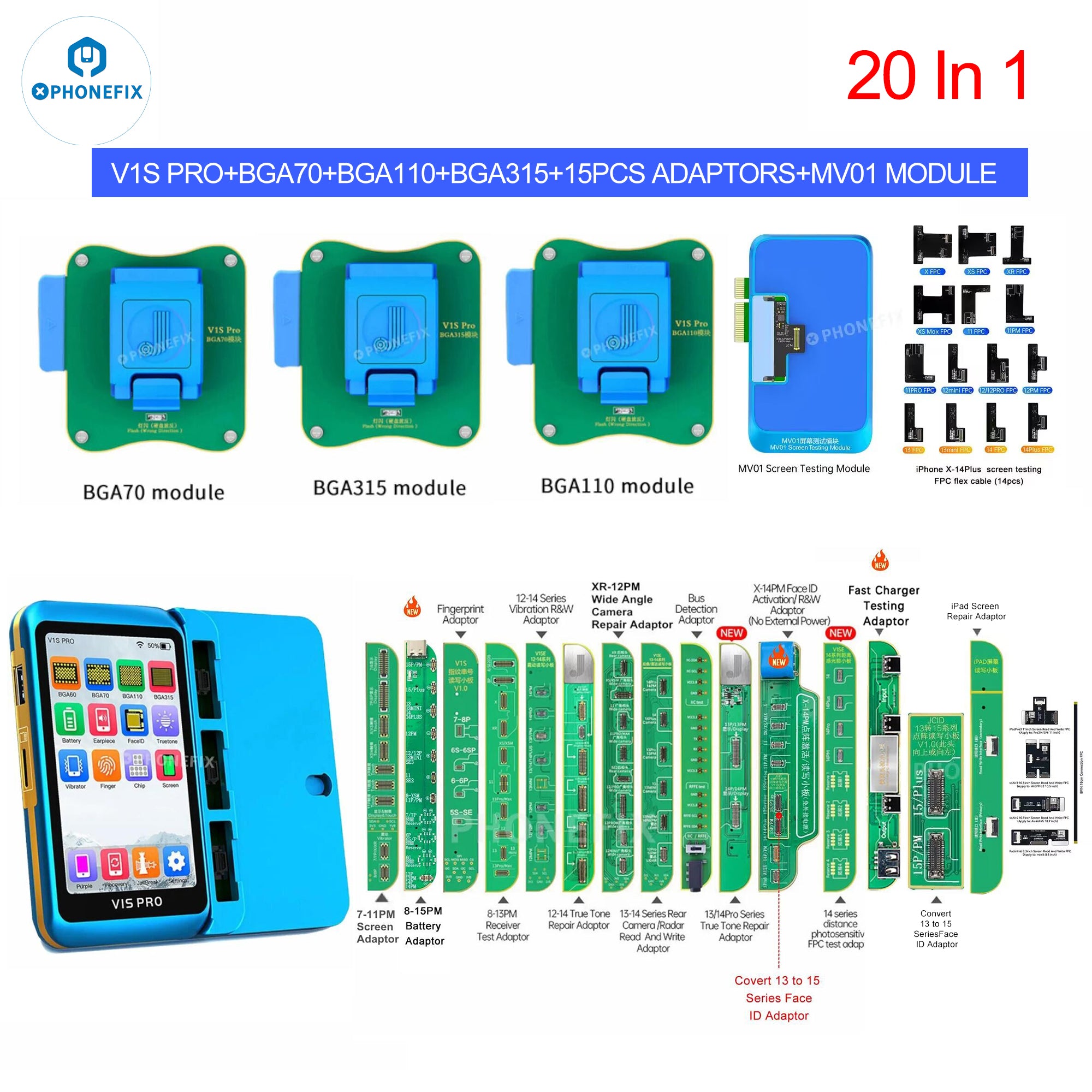 JCID V1S PRO Programmer BGA315 BGA110 BGA70 For iPhone iPad