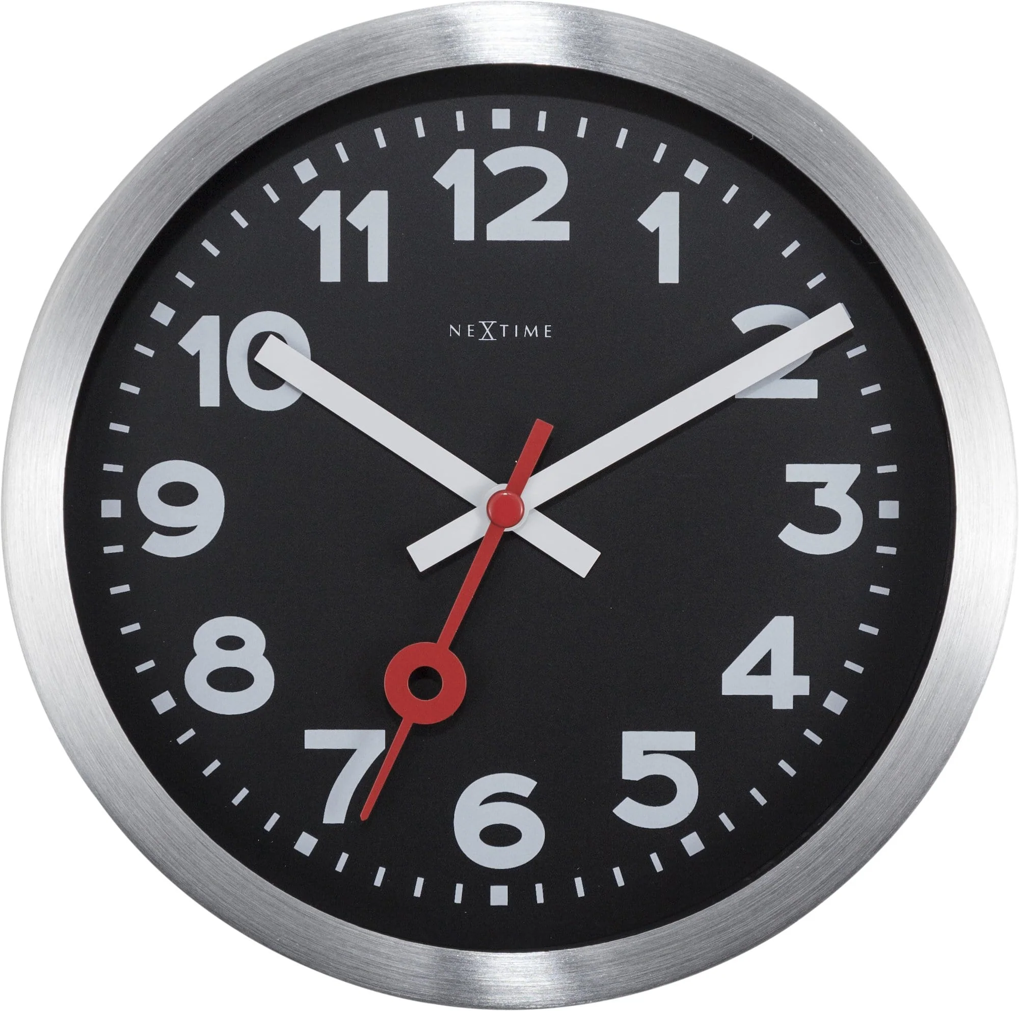 Wall clock/Table clock -  Black - Aluminum - 'Station Numbers'