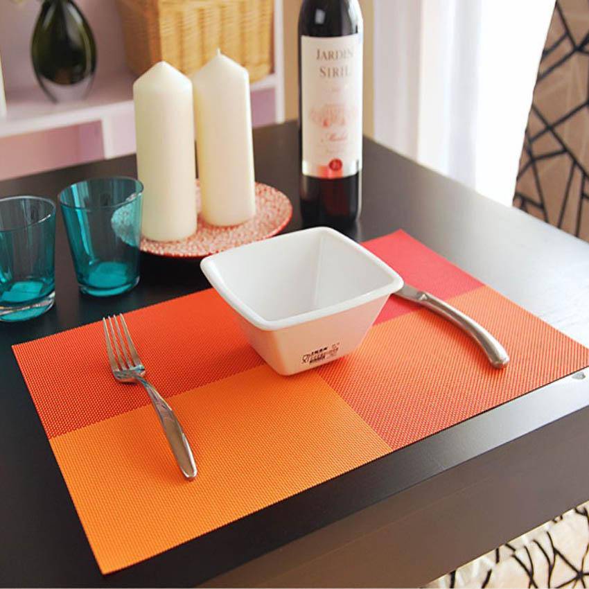 VENETIO 4 Pcs/set Placemats PVC Table Mat Color Block Dining Disc Pads Coasters Mantel Napperon 30*45cm