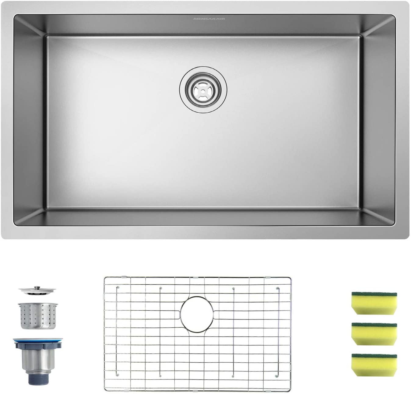 VENETIO 32'' x 19'' Single Bowl Kitchen Sink 16 Gauge Undermount Stainless Steel Kitchen Sink, Bar or Prep Kitchen sink