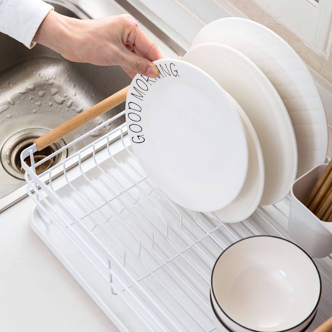 VENETIO Iron Powder Coating Kitchen Dish Drying Rack for Flat Plate