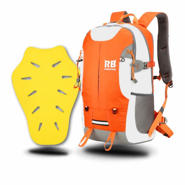 Riderbag Motorcycle Backpack Combo Hi Vis Orange 35L + Ce level 2 back protector