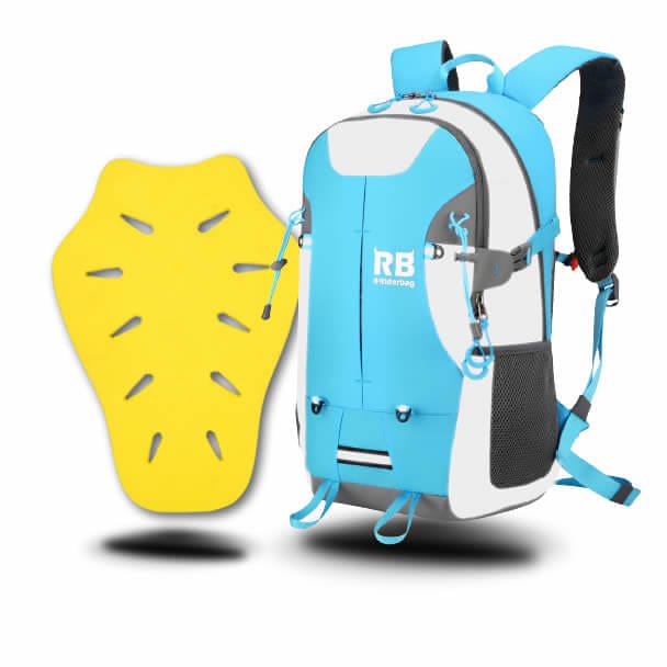 Riderbag Motorcycle Backpack Combo Hi Vis Blue 35L + Ce level 2 back protector