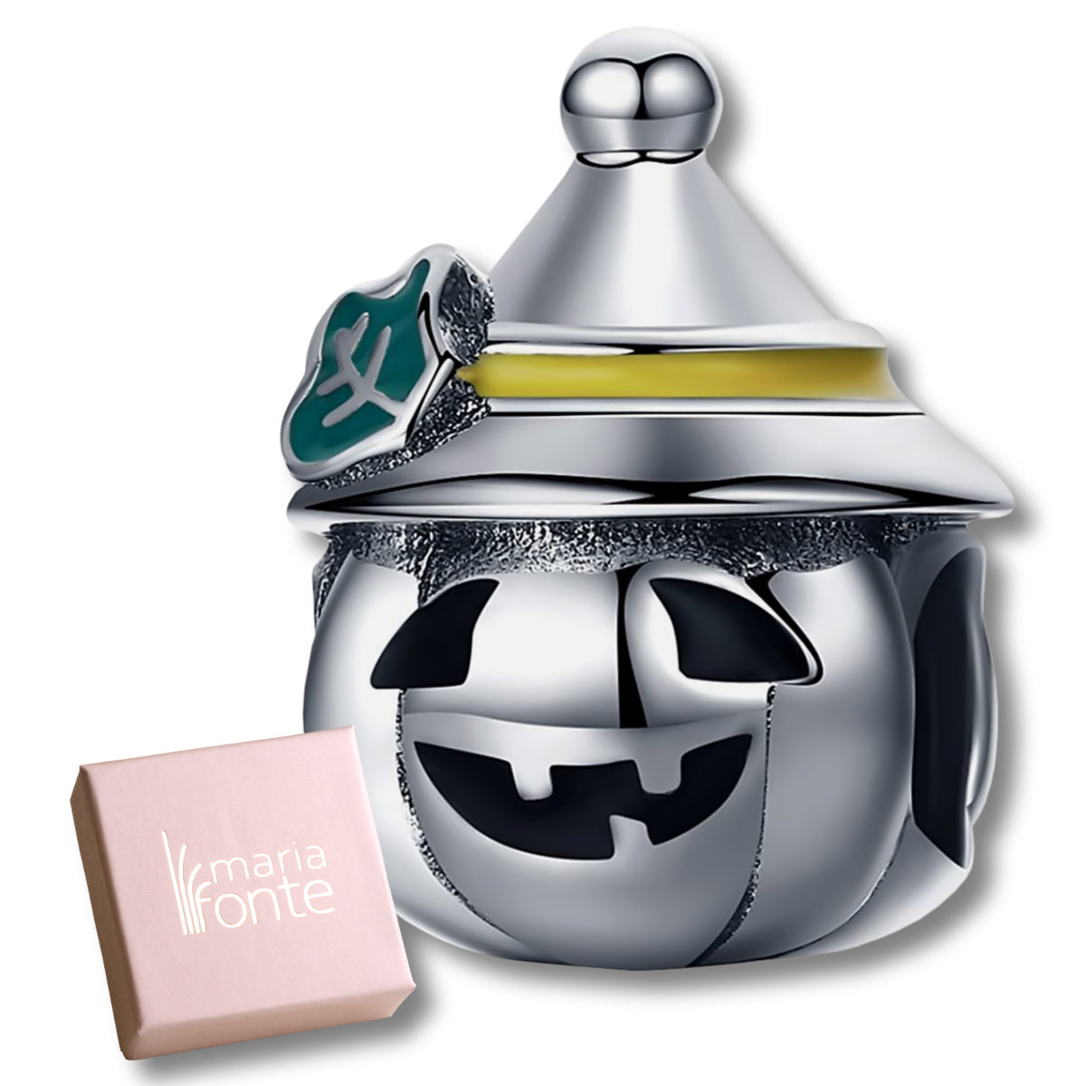 MariaFonte Bead Charm Ciondolo Zucca Jack Skellington Halloween in Argento 925 Compatibile con Collane e Bracciali Pandora