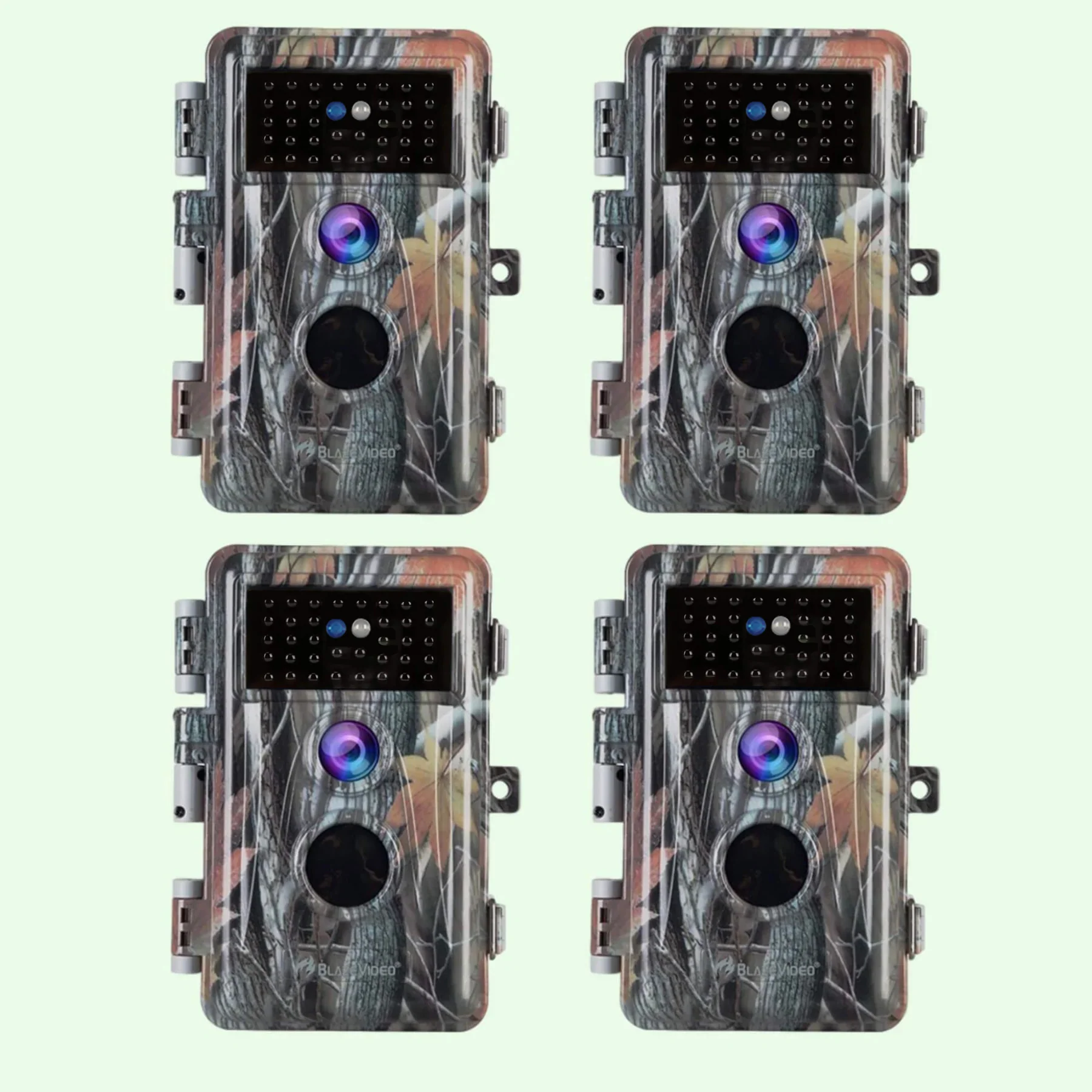 Pack x4 Caméras Animaux Nocturne Vision 32MP HD1296P,Détection de Mouvement PIR de 70° Étanche IP66 et Fonction Time Lapse |A252 Camouflage Sombre