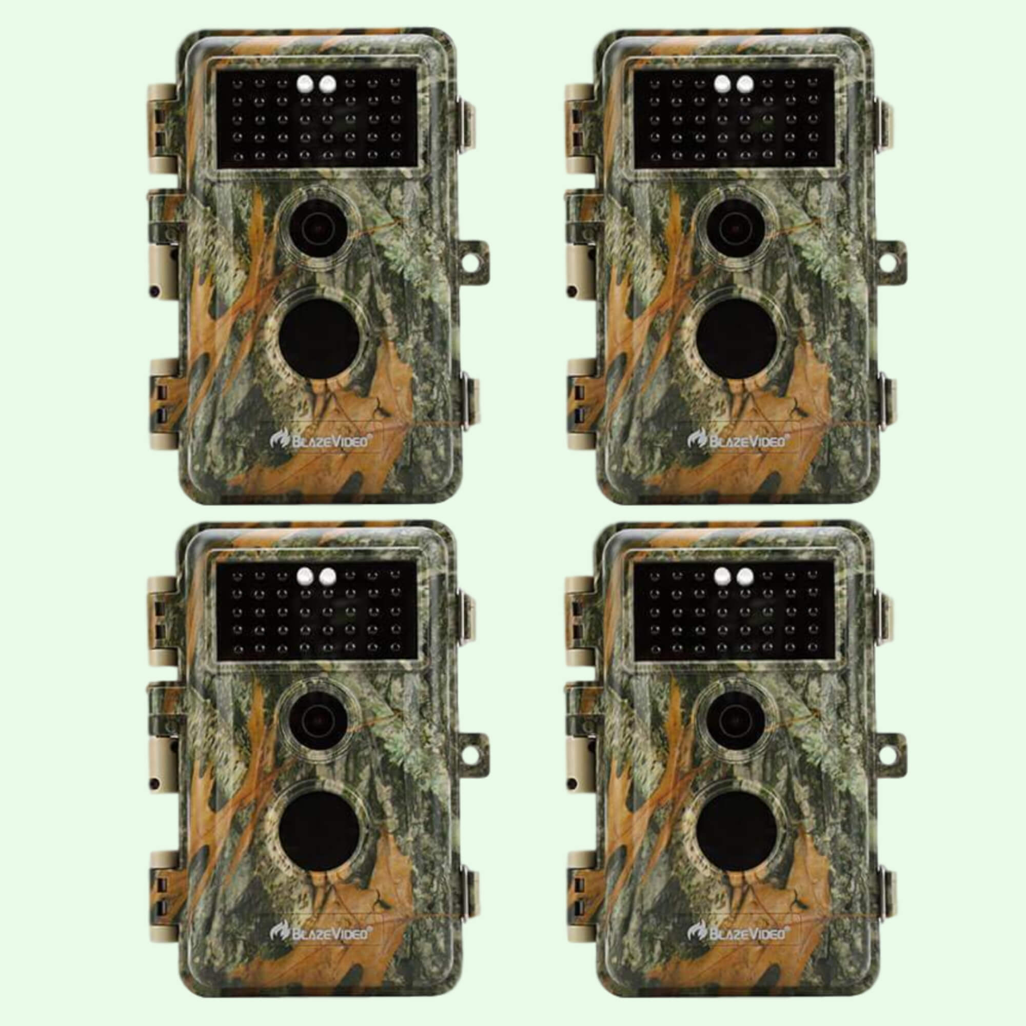 Pack x4 Caméras de Chasse Nocturne Vision 32MP HD 1296P,Détection de Mouvement PIR de 70° No Glow Invisible,Étanche IP66|A252 Vert