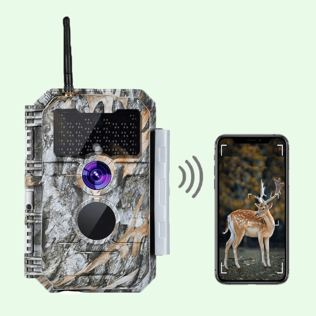 Caméra de Chasse WiFi Bluetooth,32MP et des vidéos HD 1296P,Détection de Mouvement 110°PIR, Protection de Mot de Passe et IP66 Étanche|W600 Gris