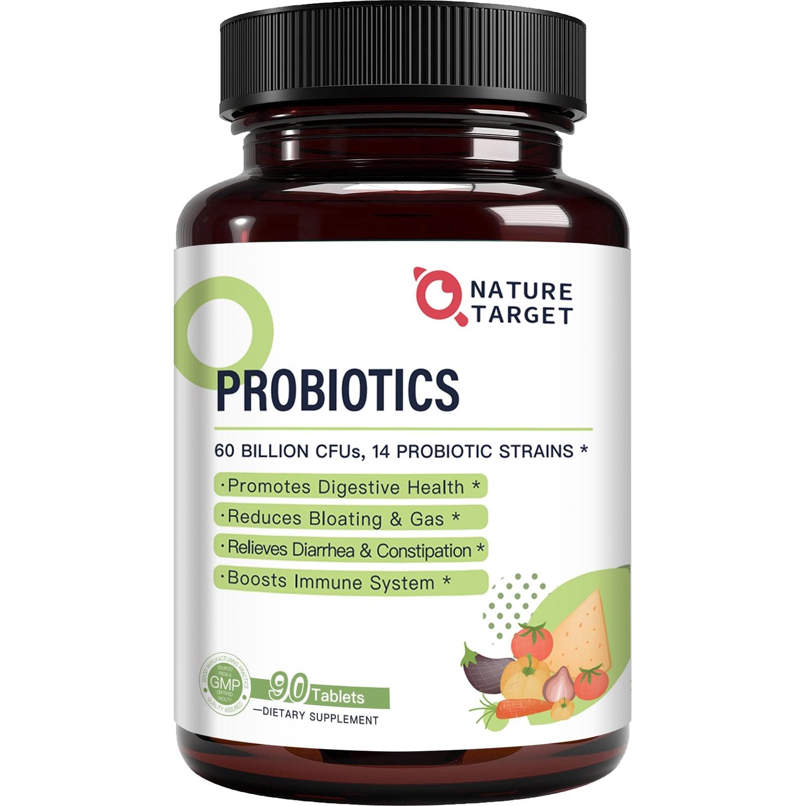 Nature Target Probiotics 60 Billion CFU - Probiotics for Women & Men 90 Count