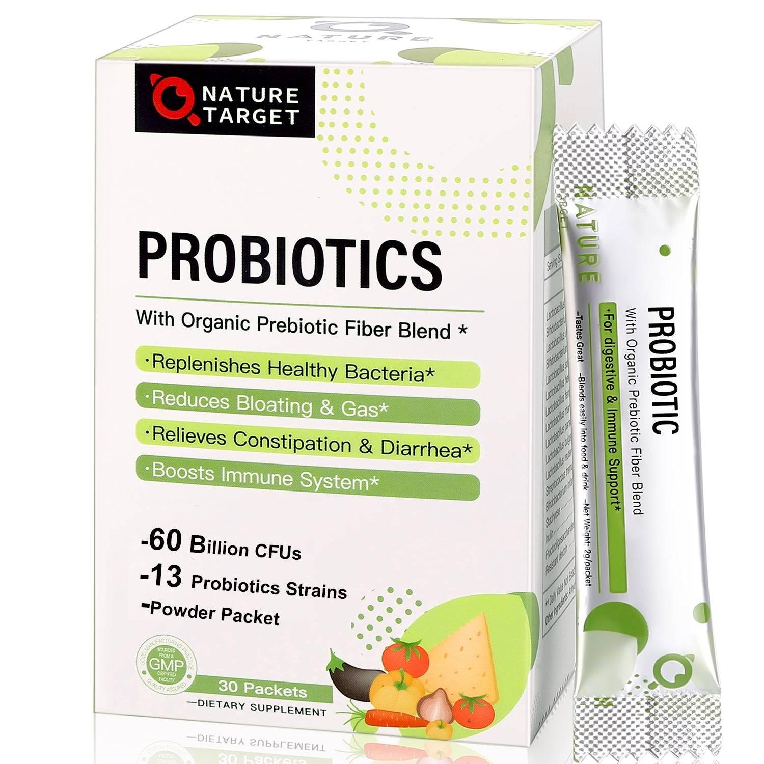 Nature Target Probiotics Powder for Women-Men-Kids Gluten Free 30 Packets