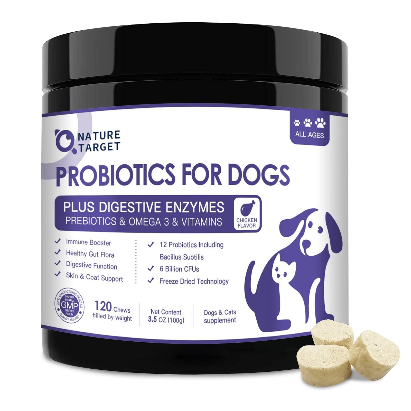 Nature Target Probiotics for Pet Dogs 6 Billion CFUs Reduce Diarrhea&Gas