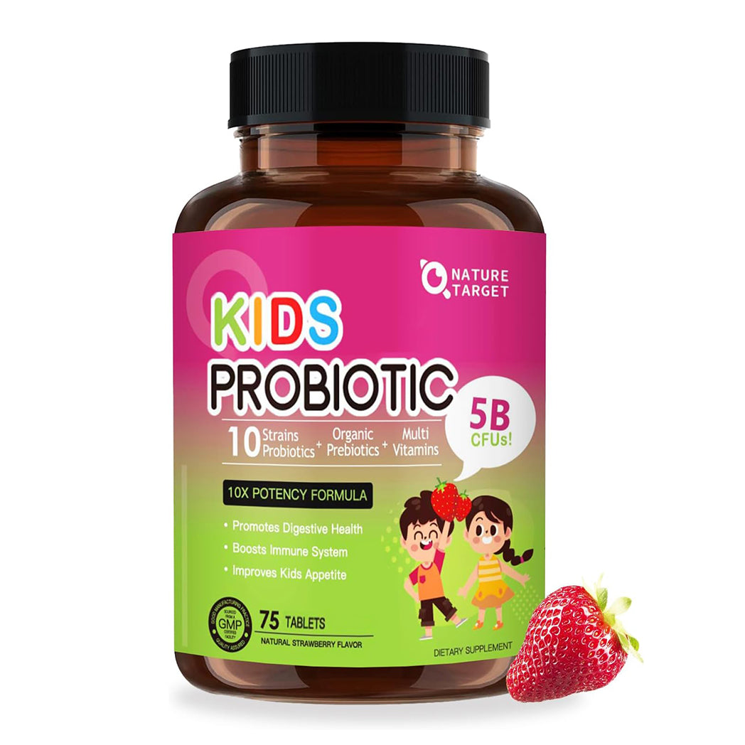 Nature Target Kids Probiotic - 5 Billion CFUs Probiotics + Prebiotics For Kids