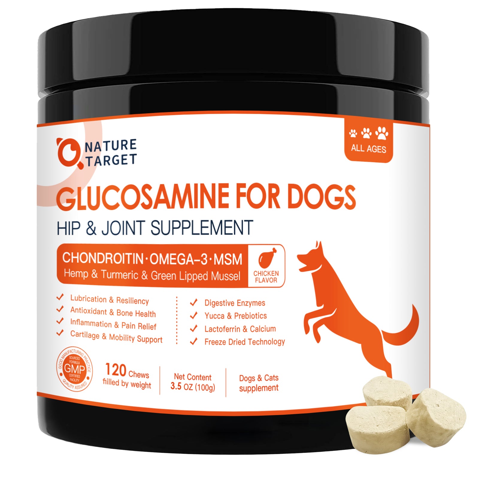 Nature Target Glucosamine for Pet Dog , 120 Chews