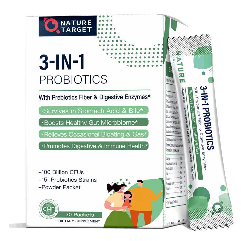 Nature Target Probiotics for Digestive Health for Women&Men 30 Packets