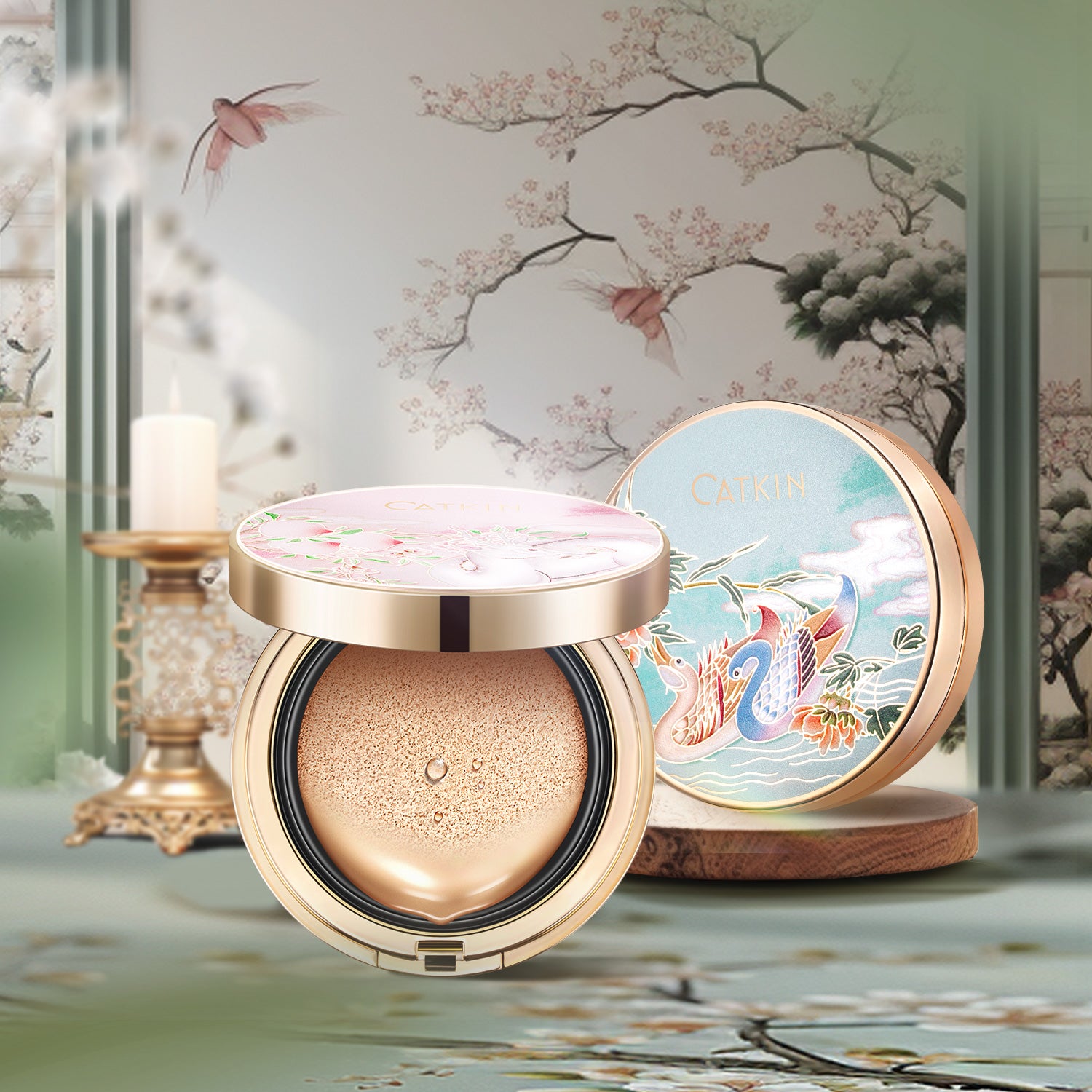 CATKIN Blossom BB Cream Air Cushion Foundation Natural Matte Finish