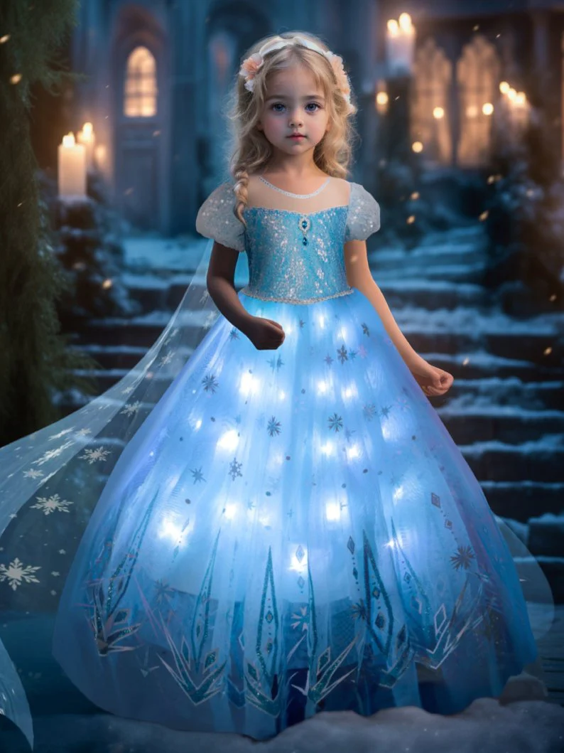 Light up Princess Costumes for Little Girls Elsa - Uporpor