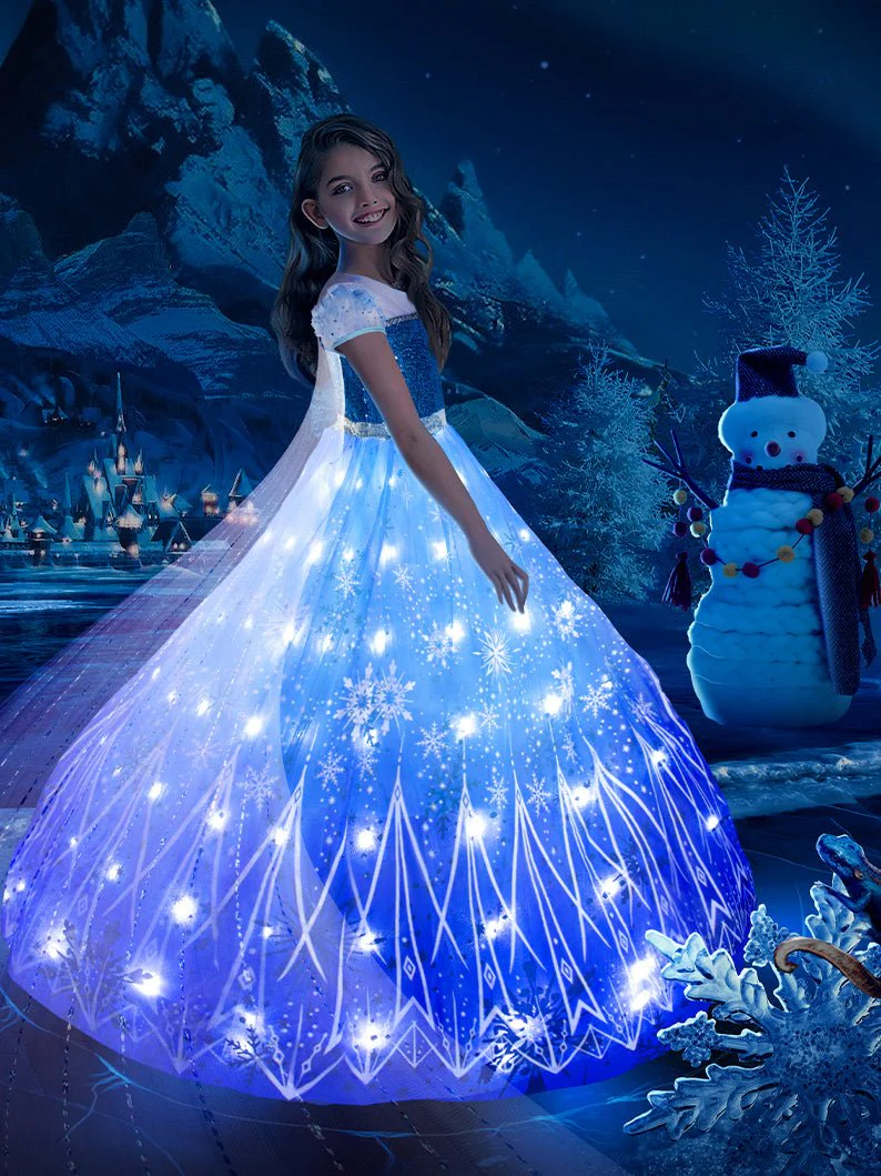 Light Up Snow Princess Costume For Girl