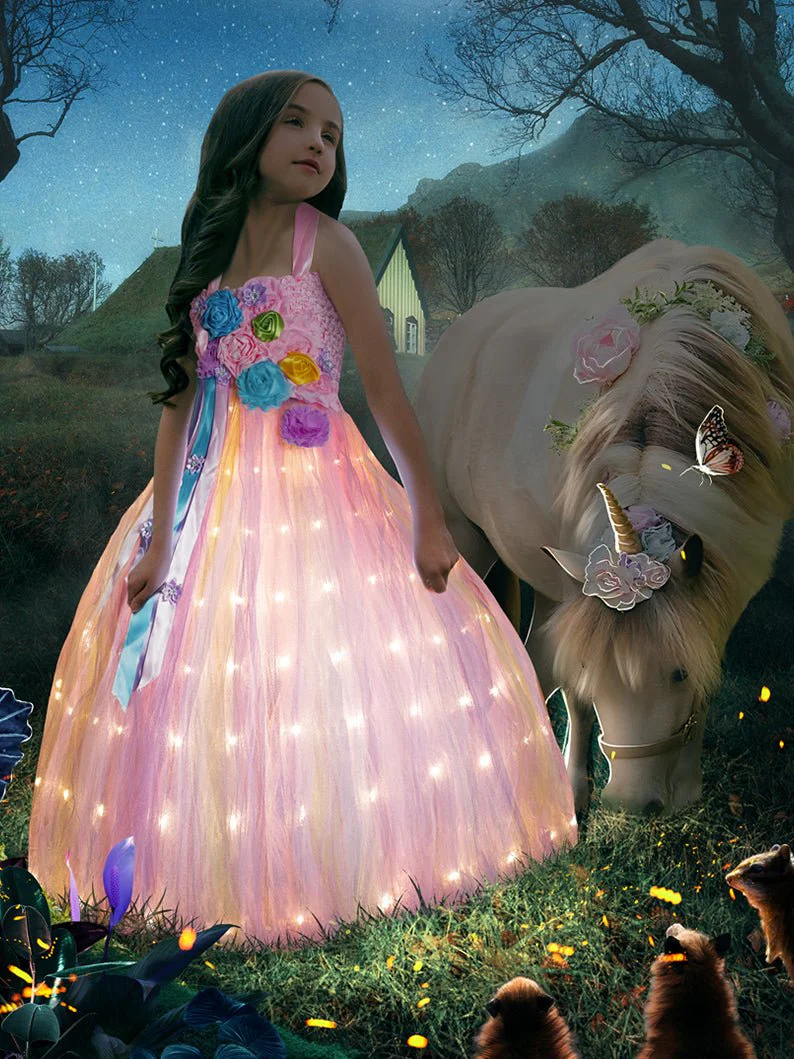 Unicorn Light Up  Princess Dress - Uporpor