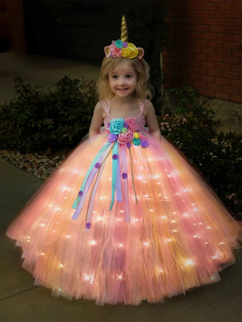 Unicorn Light Up  Princess Dress UPORPOR