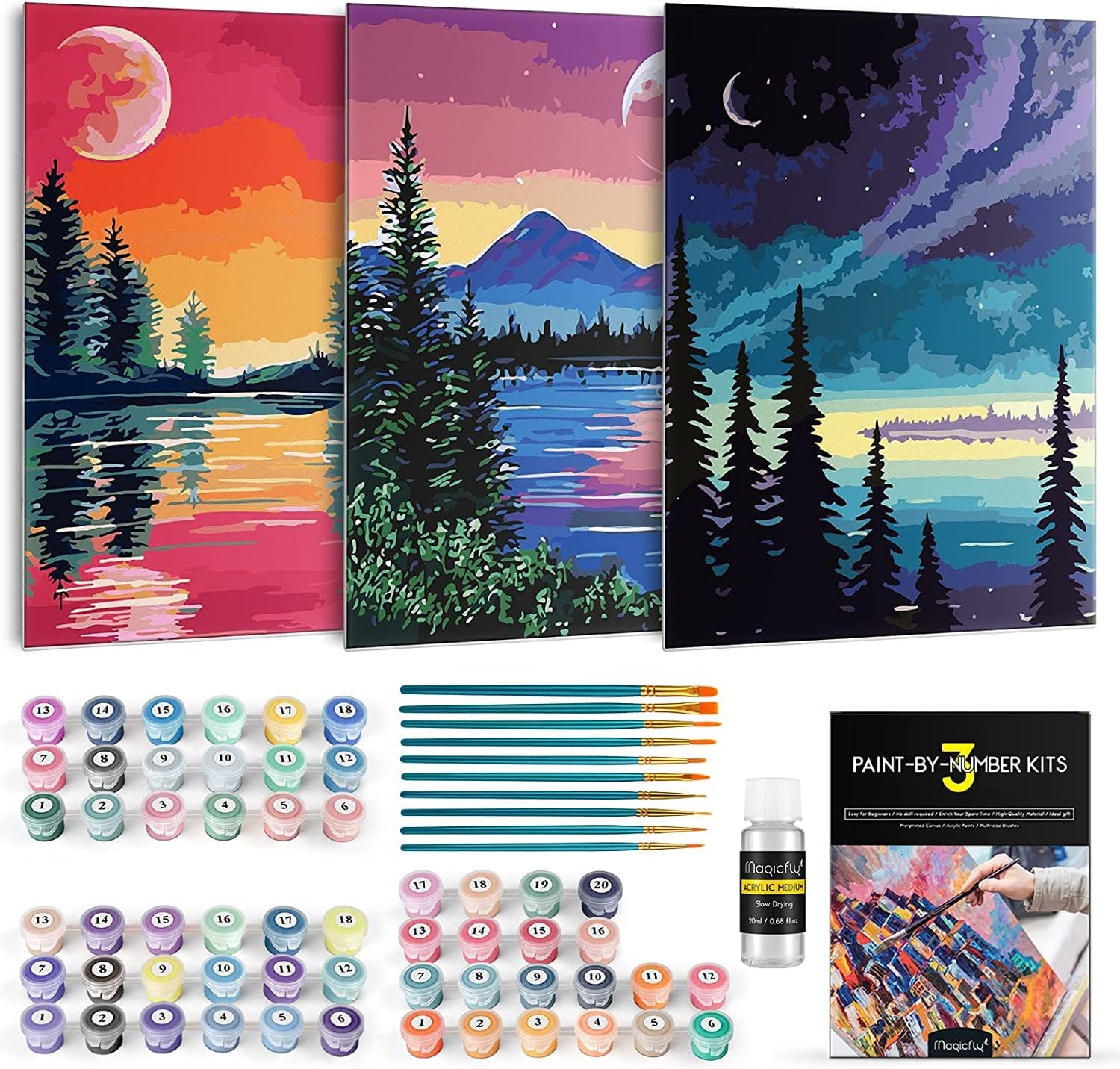 Paint by Numbers for Adults 3 Pack
