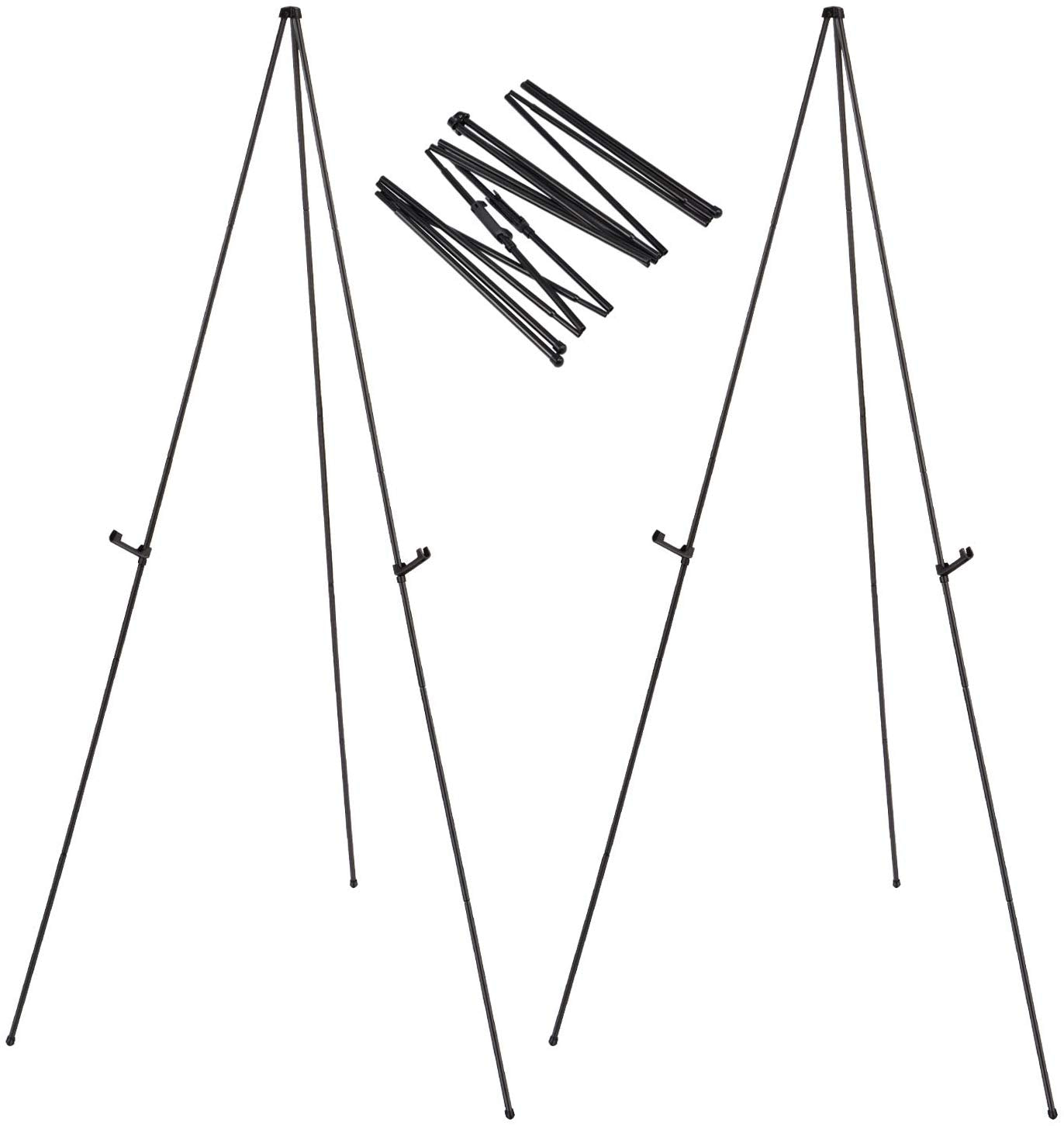 Aluminum Foldable Display Easel 63", Black - Pack of 2