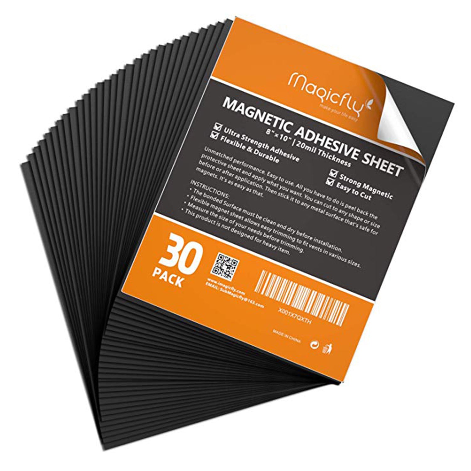 Flexible Magnetic Adhesive Sheet 8"X 10" Pack of 30