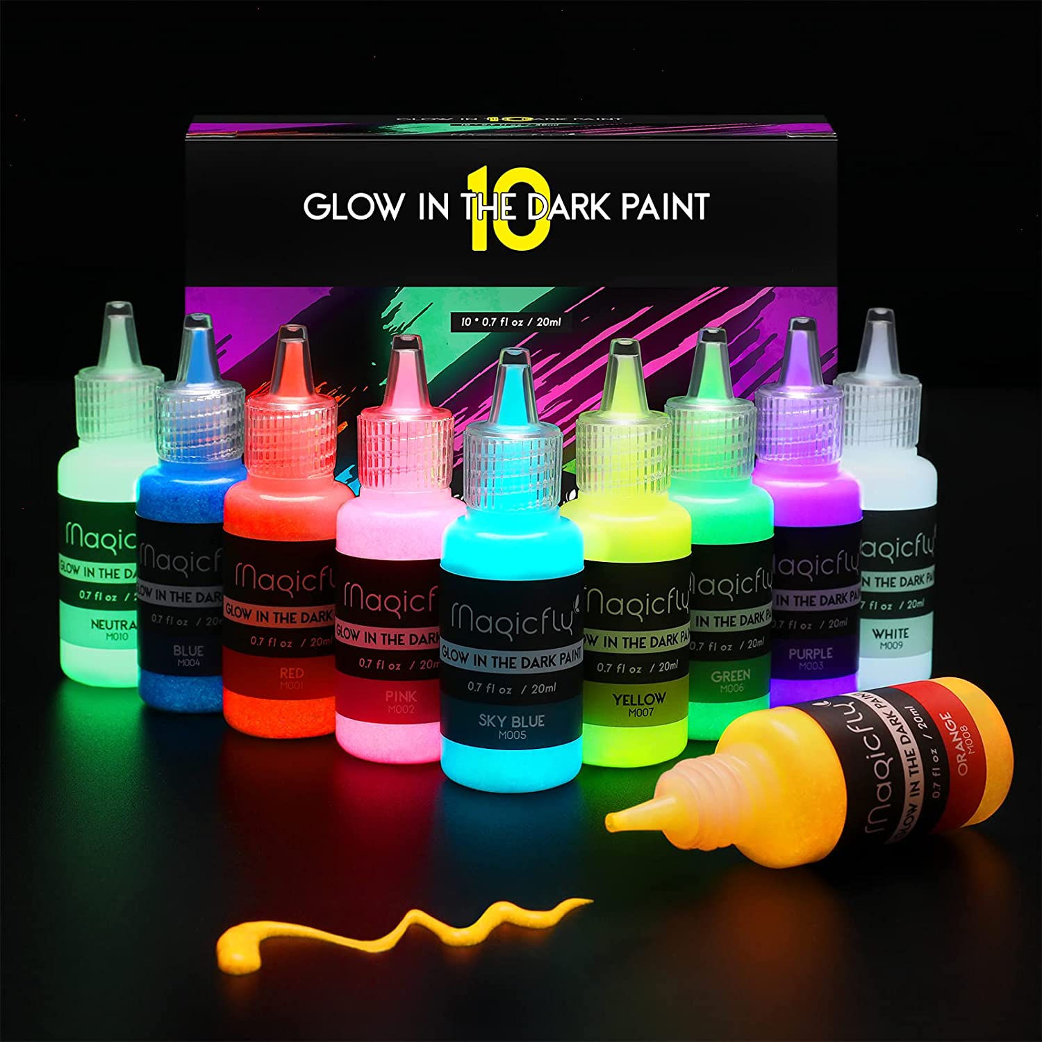 Glow in The Dark Acrylic Paint 10 Colors