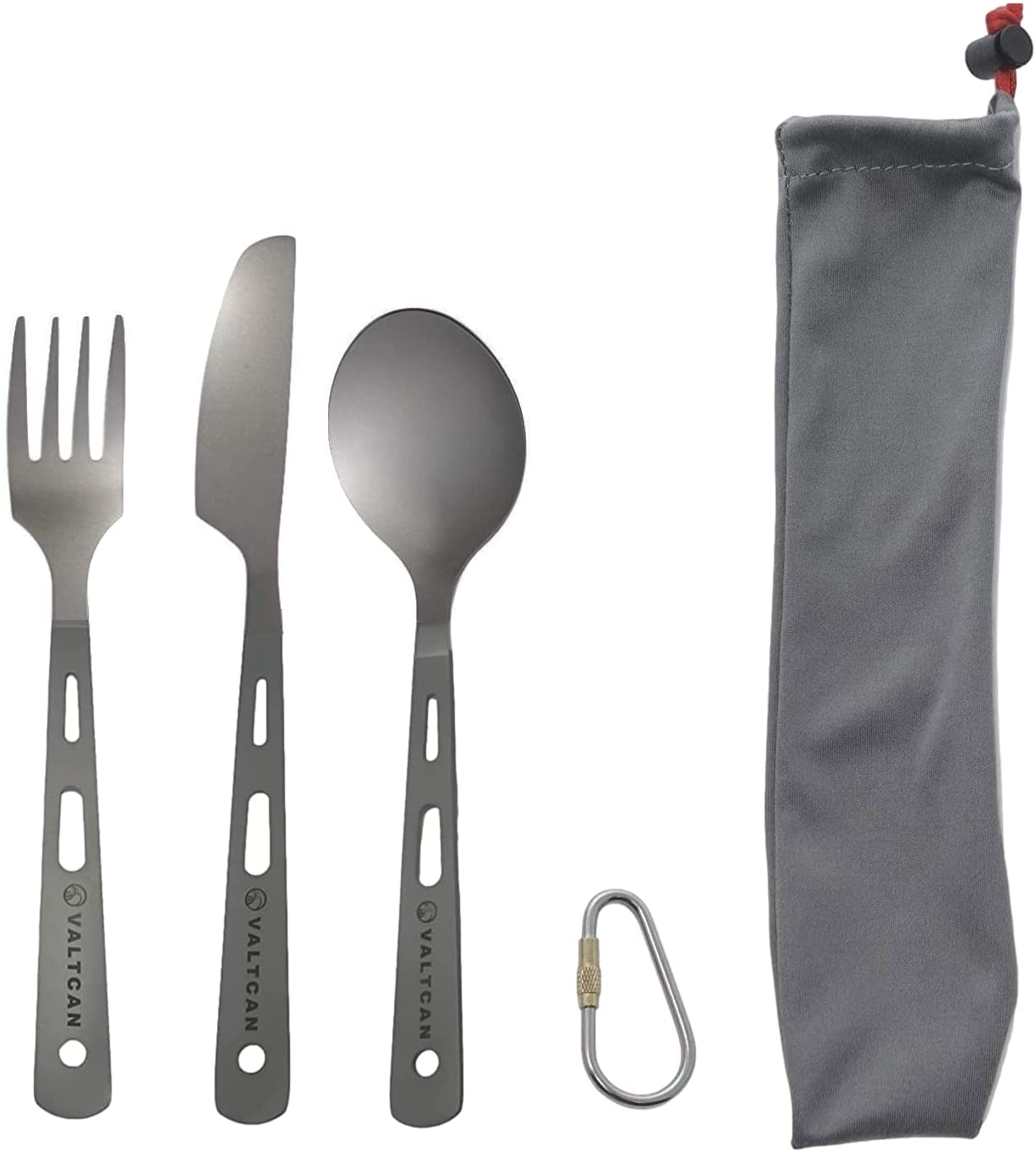 Valtcan Titanium Cutlery Camping Flatware Utensils Set Polished Ends 45.5g